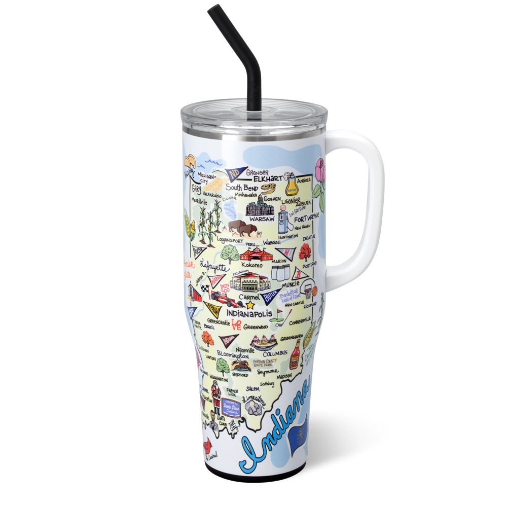 40oz Indiana Mega Mug - Large Insulated Stainless Steel Tumbler for Coffee, Tea & Cold Drinks - Perfect for Camping, Travel & Outdoor Adventures