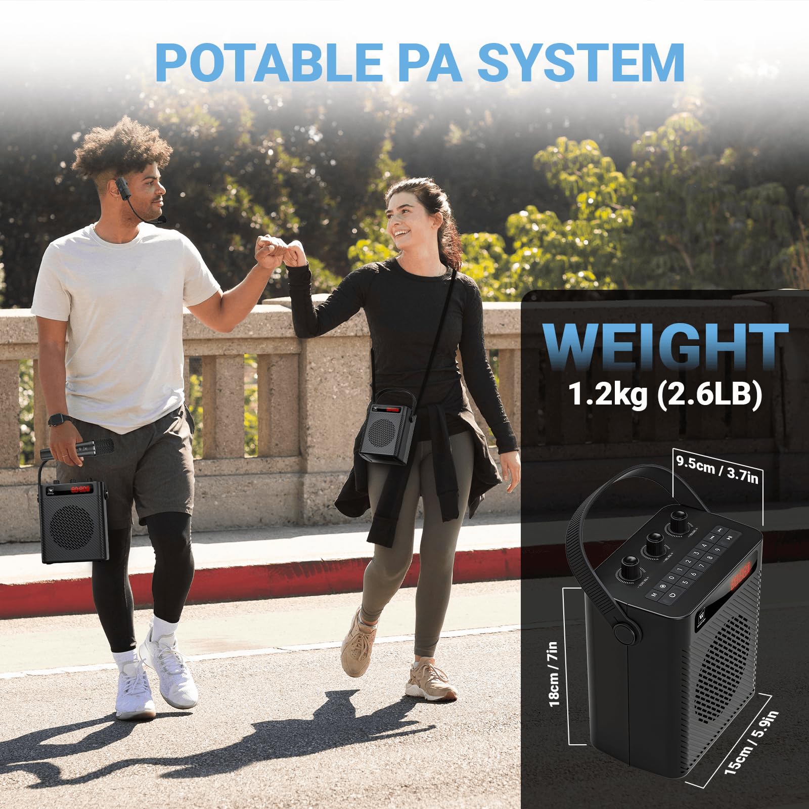 Bluetooth 5.3 Wireless Voice Amplifier - 40W Rechargeable Megaphone with Handheld Microphone, 4 Sound Effects | Portable PA System for Teachers, Presenters & Outdoor Events | Ideal for Classroom Presentations, Public Speaking & Crowd Control