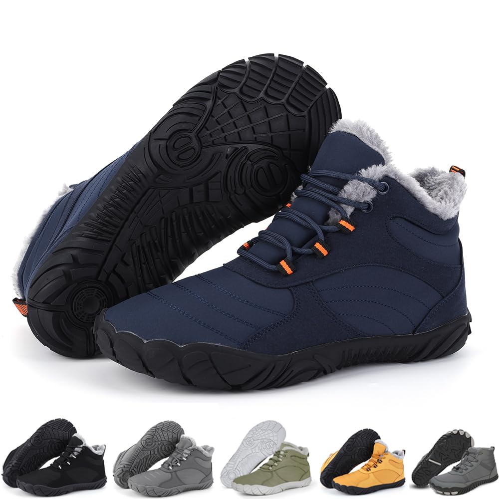 Winter Barefoot Shoes for Women & Men - Waterproof Minimalist Snow Boots with Wide Toe Box & Non-Slip Sole | Hiking, Running, Walking in Cold Weather