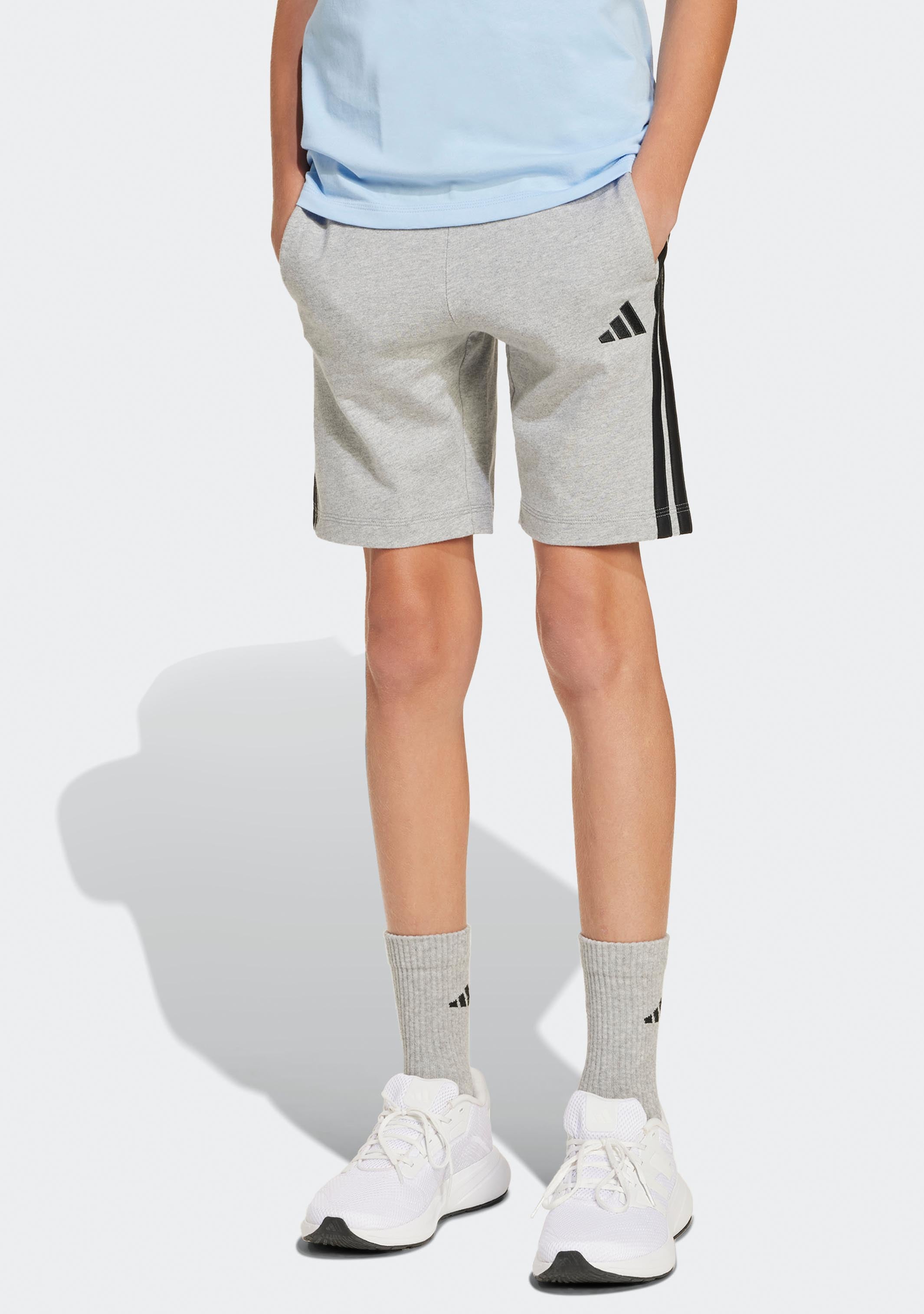Adidas Kids' Essential 3 Stripes Knit Shorts - Comfortable Athletic Shorts for Boys & Girls - Perfect for Sports, Play & Everyday Wear