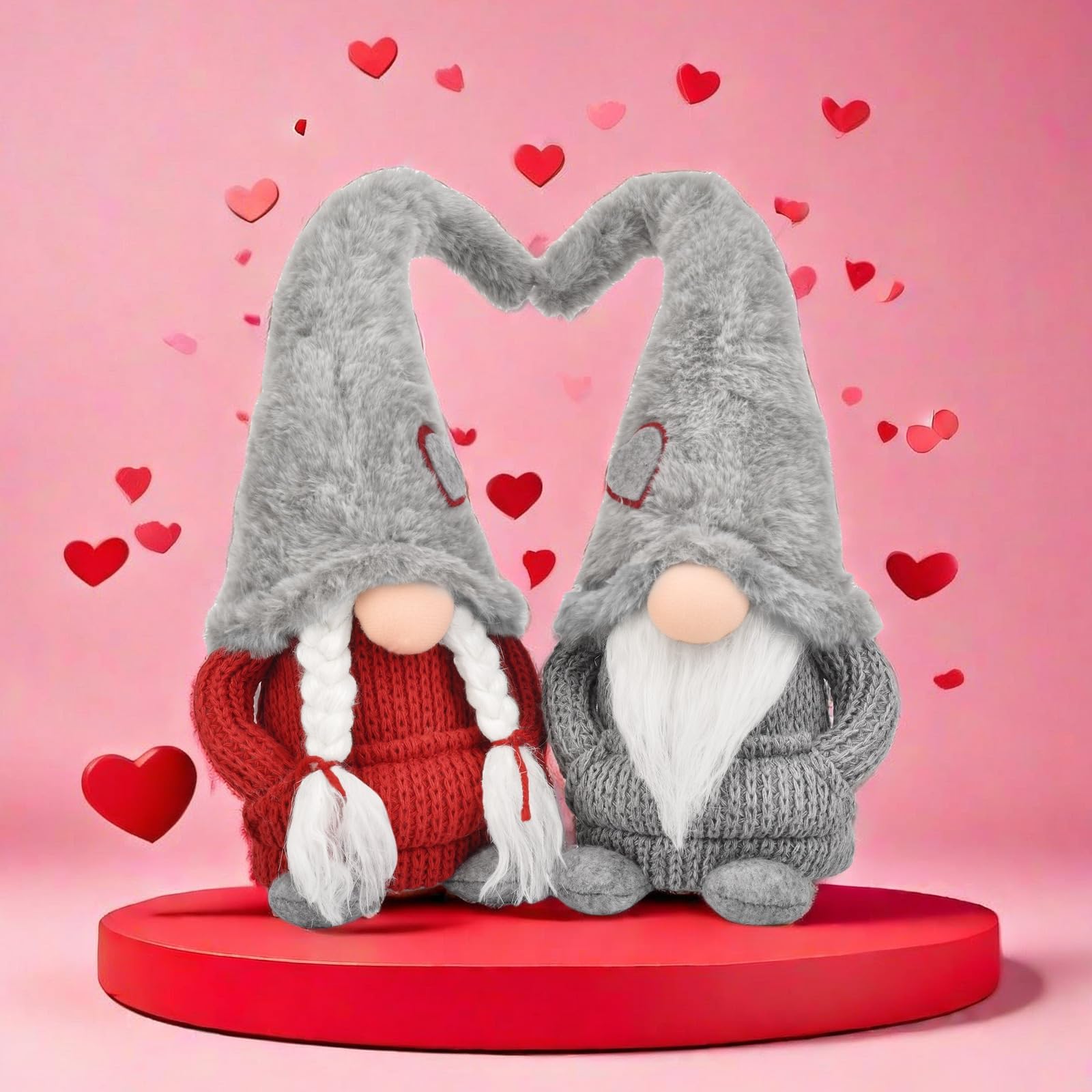 Handmade Pair of Gnome Gonk Dolls - Cute Tomte Dwarf House Decor for Christmas, Valentine's Day, Easter - Perfect Gift for Home, Garden, and Holiday Decorations