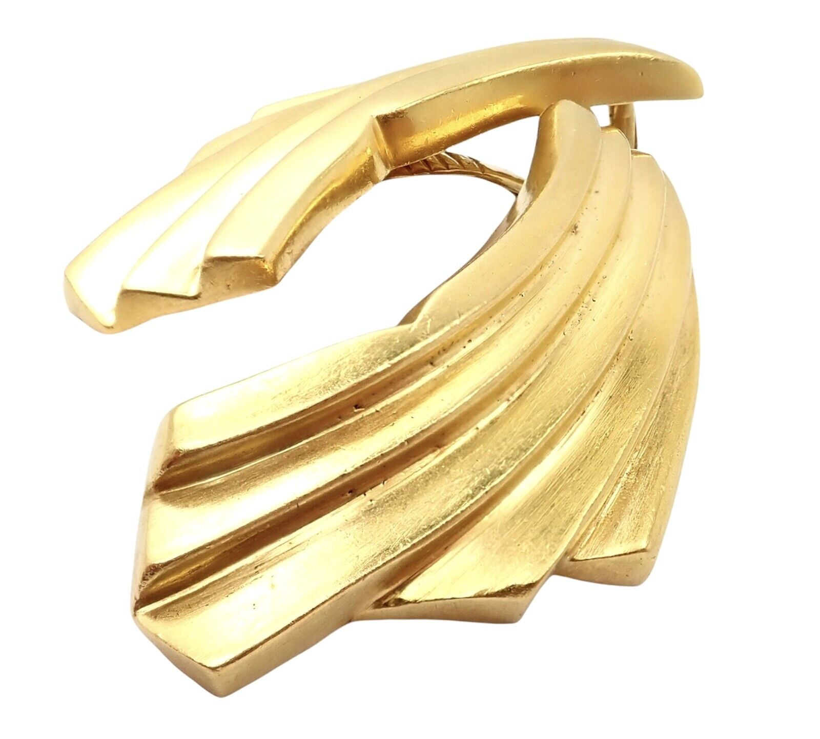 Authentic Ilias Lalaounis 18k Yellow Gold Large Art Deco Wings Fan Earrings - Vintage Luxury Jewelry for Women, Perfect for Weddings, Parties & Special Occasions