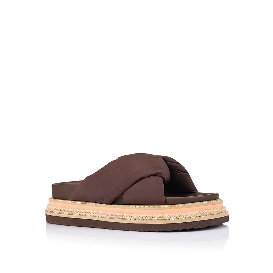 Thames Flatform Slides for Women - Comfortable Chocolate Brown Summer Sandals | Perfect for Beach, Pool, and Casual Outings