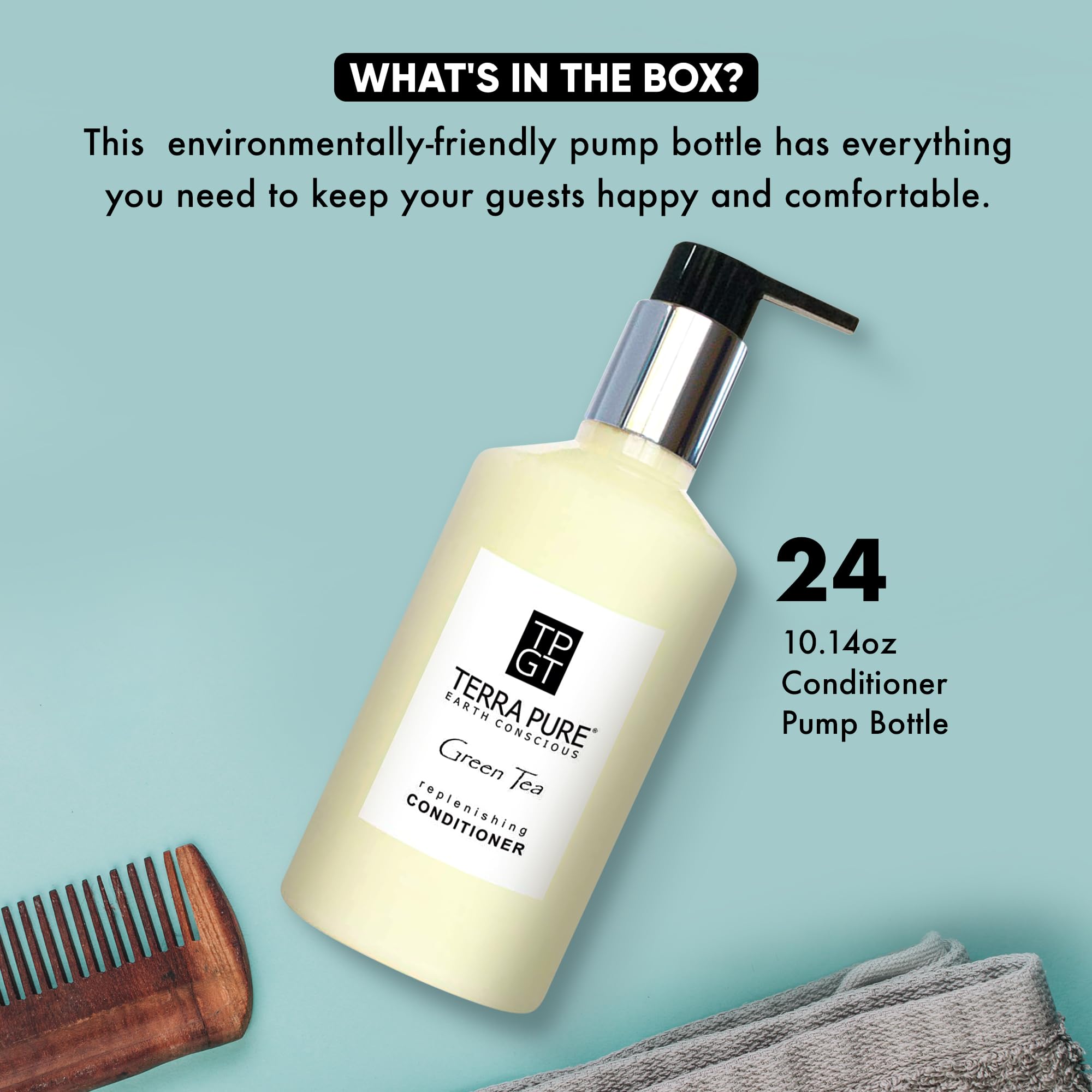 Terra Pure Green Tea Conditioner with Organic Honey & Aloe Vera - 10.14 oz (Pack of 24) | Hydrating & Nourishing Hair Care for Dry, Damaged Hair - Perfect for Salons & Daily Use