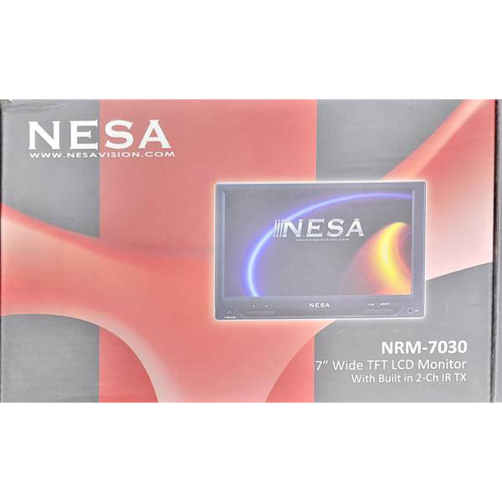 7 Inch Wide Headrest Monitor with Built-In 2 Channel IR - NESA NRM 7030 - Perfect for Car Entertainment & Long Road Trips