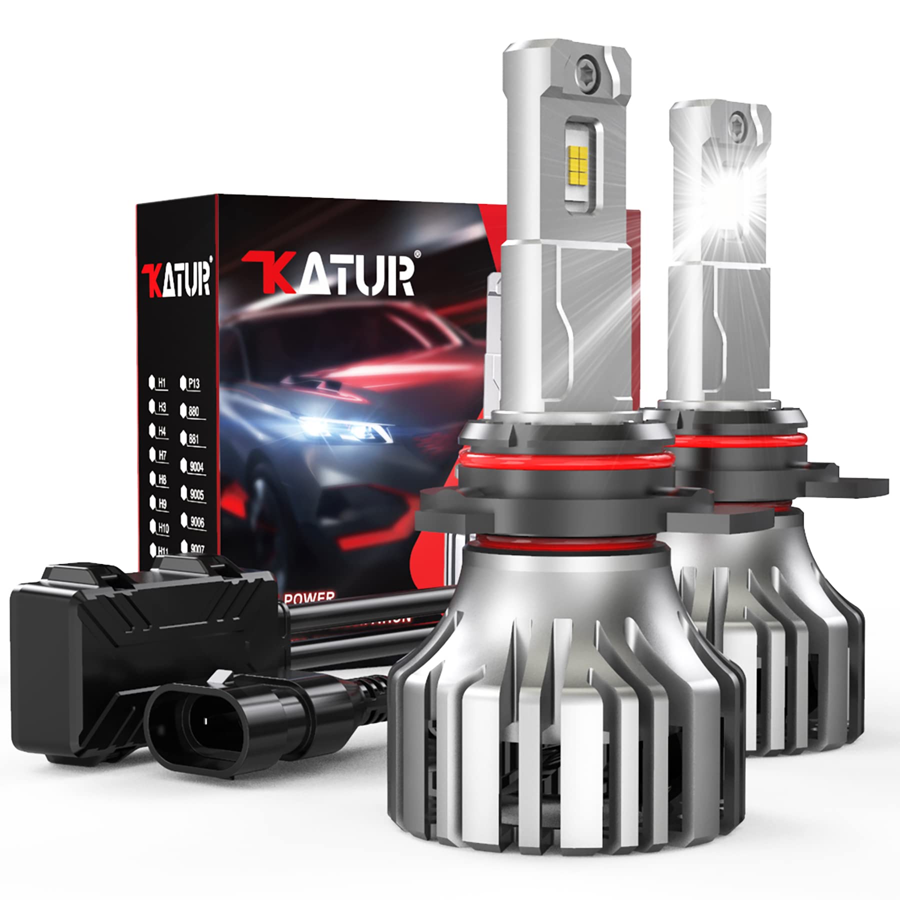 KATUR 9012 LED Headlight Bulbs 110W 20000LM - Super Bright 6000K White for Night Driving