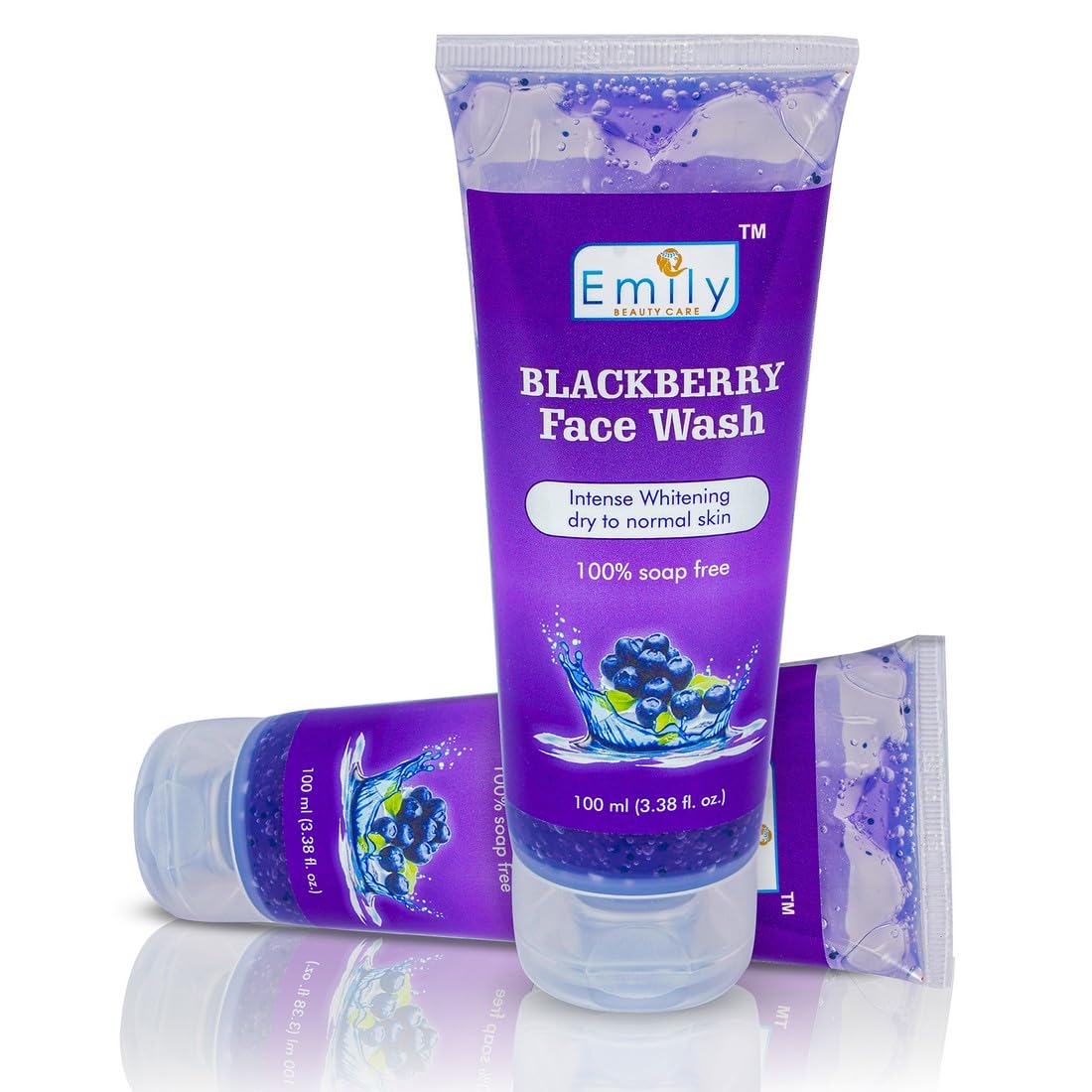 Emily Intense Whitening Blueberry Face Wash with Natural Blueberry Extracts - Brightening & Cleansing Facial Cleanser for Men & Women (100ml) | Perfect for Daily Skincare Routine & Acne-Prone Skin