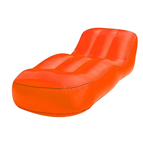 **Livronic Waterproof & Moisture-Proof Nylon Inflatable Sofa – Lightweight Portable Air Bed for Outdoor Camping, Beach Lounging, Picnics & Travel – Perfect for Backpacking, Festivals & Home Use (Orange)**