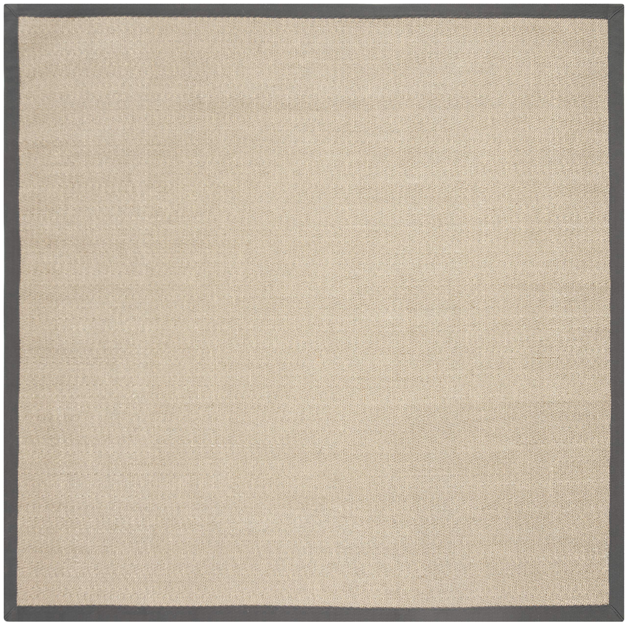 SAFAVIEH Natural Fiber Collection 6'x6' Square Grey NF134A Border Sisal Area Rug - Perfect for Living Room, Bedroom & Home Office Decor