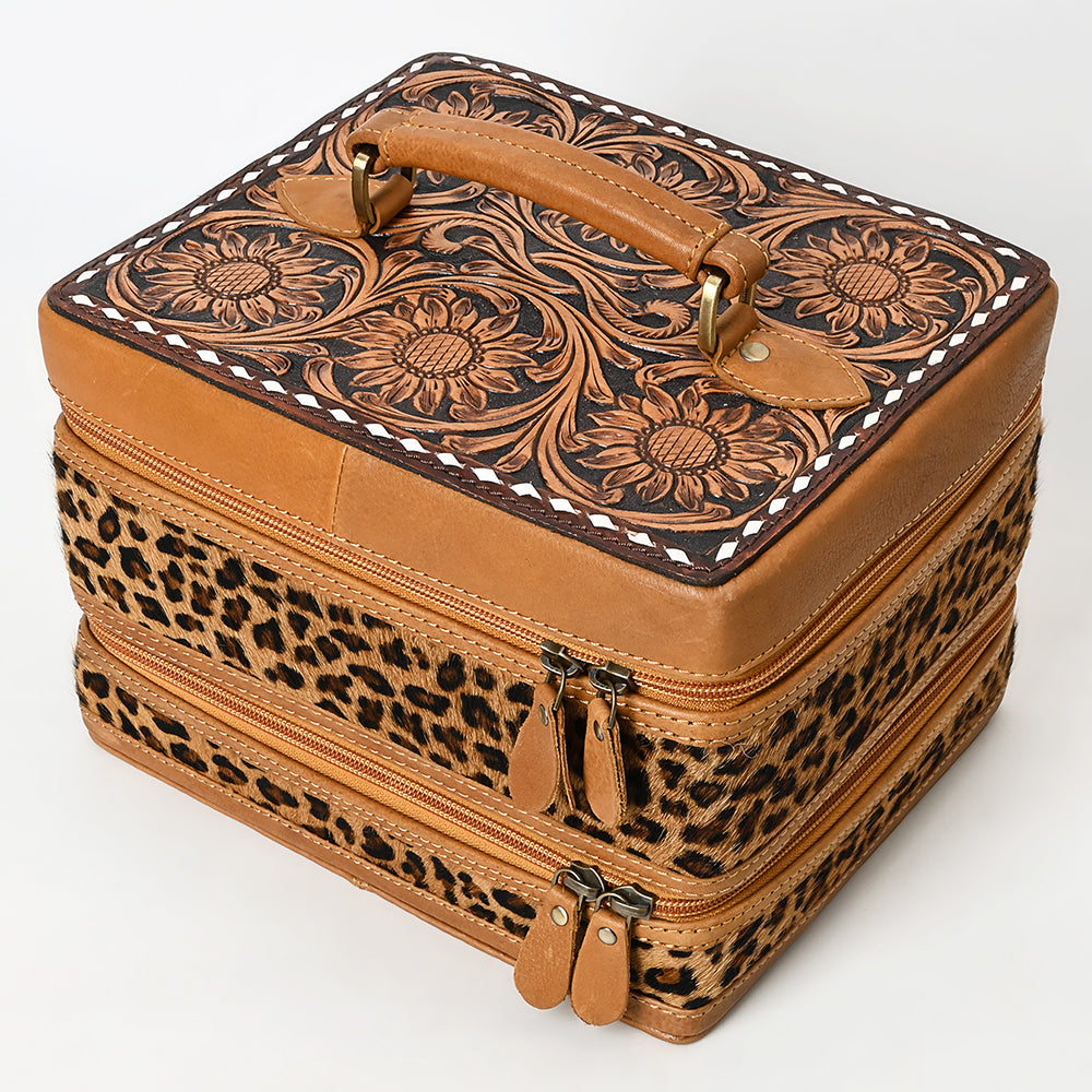 Genuine Leather Western Handbag for Women - American Darling Adbga454E Jewelry Case with Hand Tooled Hair Design | Perfect for Cowgirl Style, Rodeo Events & Western Fashion Accessories