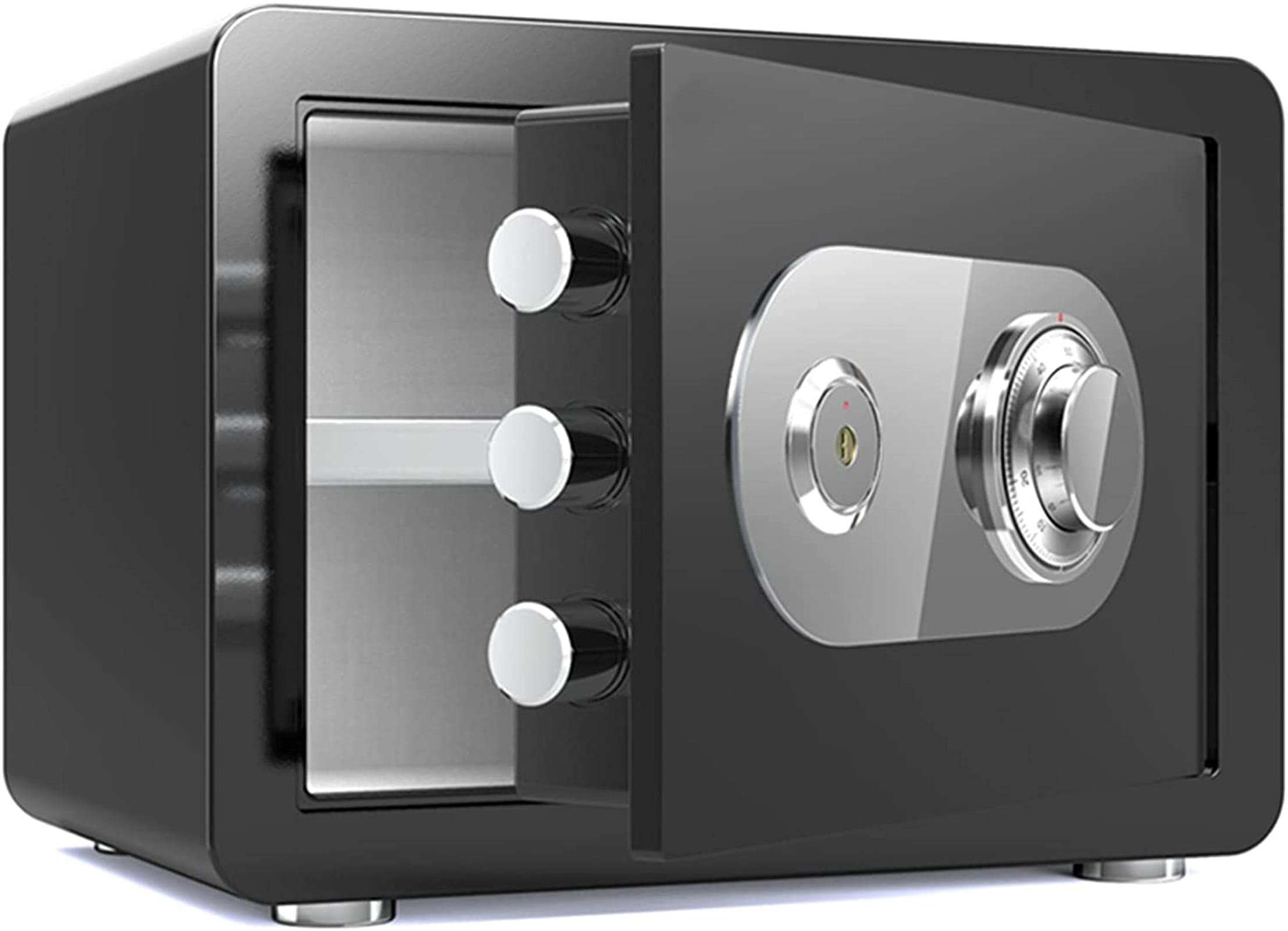 Heavy Duty Steel Home Security Safe Box - Fireproof, Waterproof & Anti-Theft Safe for Cash, Jewelry & Documents - Small Household Mechanical Lock Safe for Bedroom, Office & Closet (Black/Tyrant Gold) - Perfect for Home, Business & Travel Security Protection