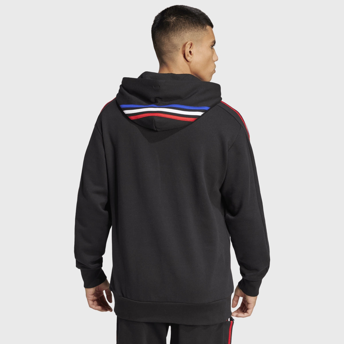 Adidas France Rugby 3 Stripe Hoodie - Men's Black Pullover Sweatshirt for Casual Wear & Sports Fans