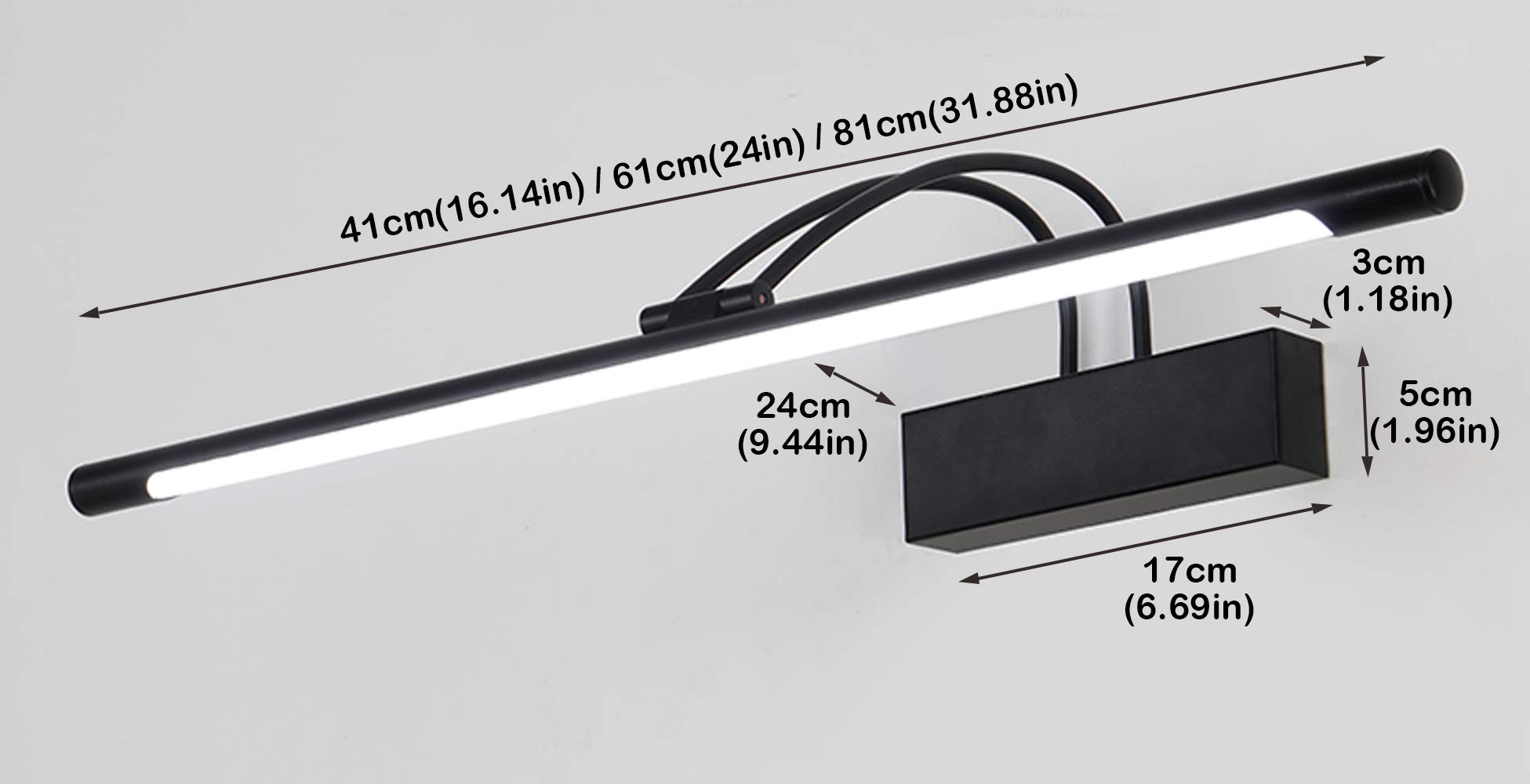11W LED Vanity Light with 240° Rotation - Modern Black Bathroom Mirror Light Fixture, Neutral White 4200K - Perfect for Makeup Application & Bathroom Lighting