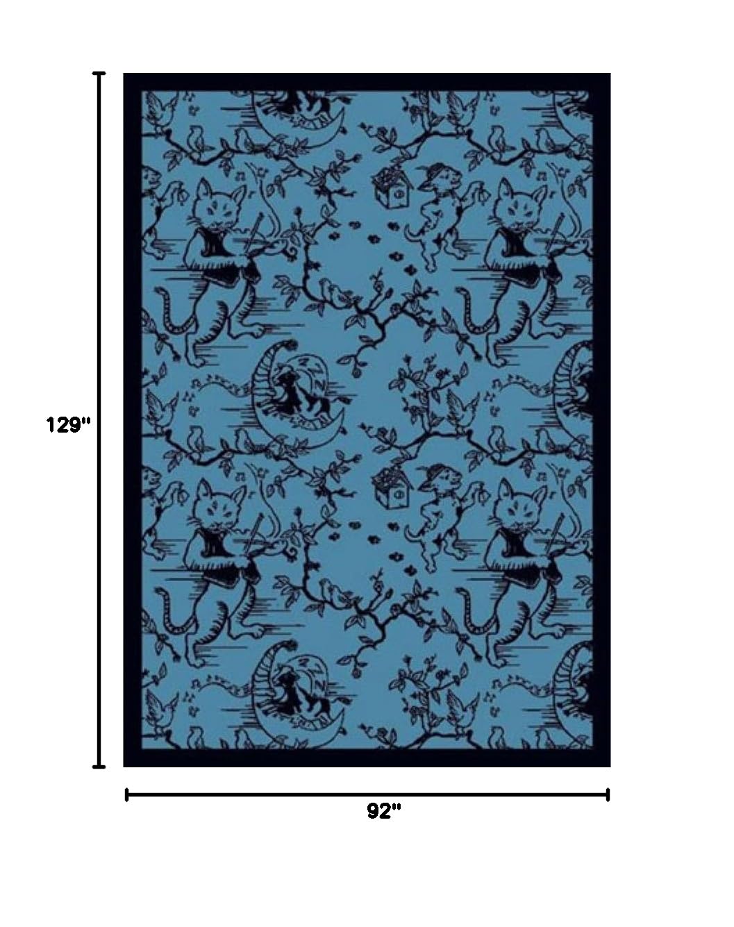 Joy Carpets Kaleidoscope Fiddler Whimsical Area Rugs - Blue Non-Slip Kids Playroom Rug for Nursery, Bedroom & Play Areas