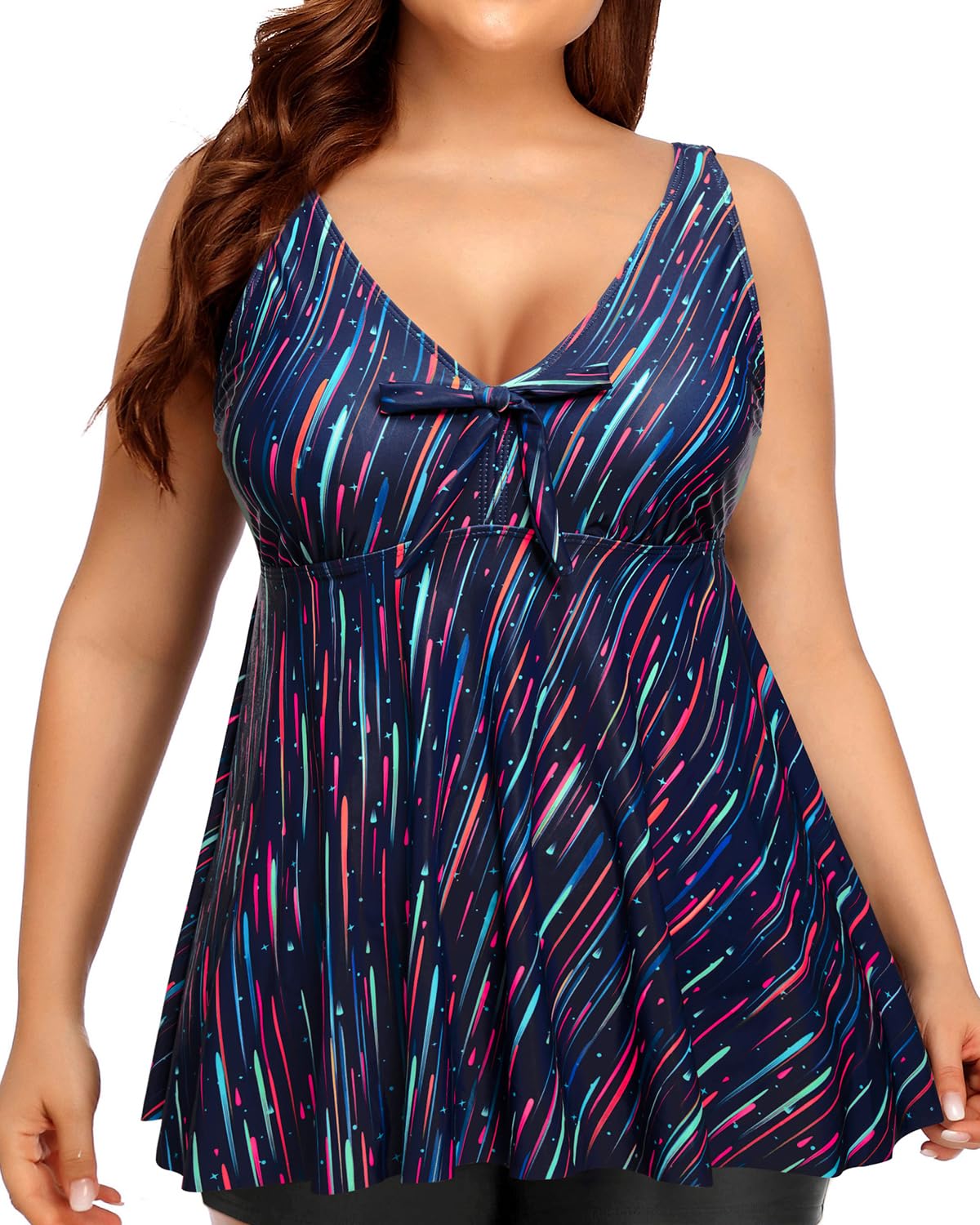 Yonique Plus Size Tankini Tops for Women - Flowy Long Swimwear Modest Bathing Suit Tops | Beach, Pool & Vacation Essentials