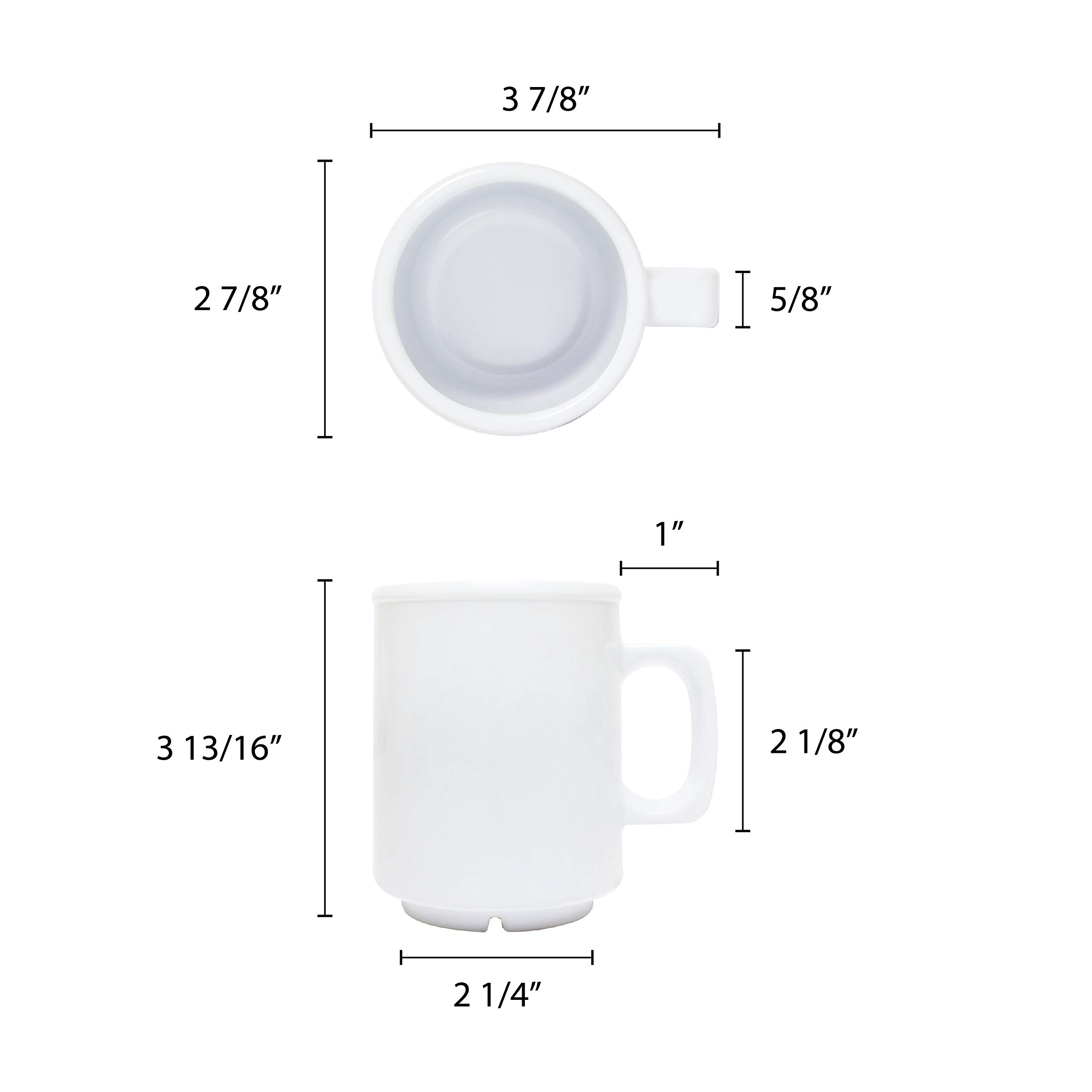 Thunder Group 12-Pack White Melamine Coffee Mugs - 8 oz Durable BPA-Free Cups for Coffee, Tea & Hot Drinks - Perfect for Restaurants, Cafes, Camping & Outdoor Use