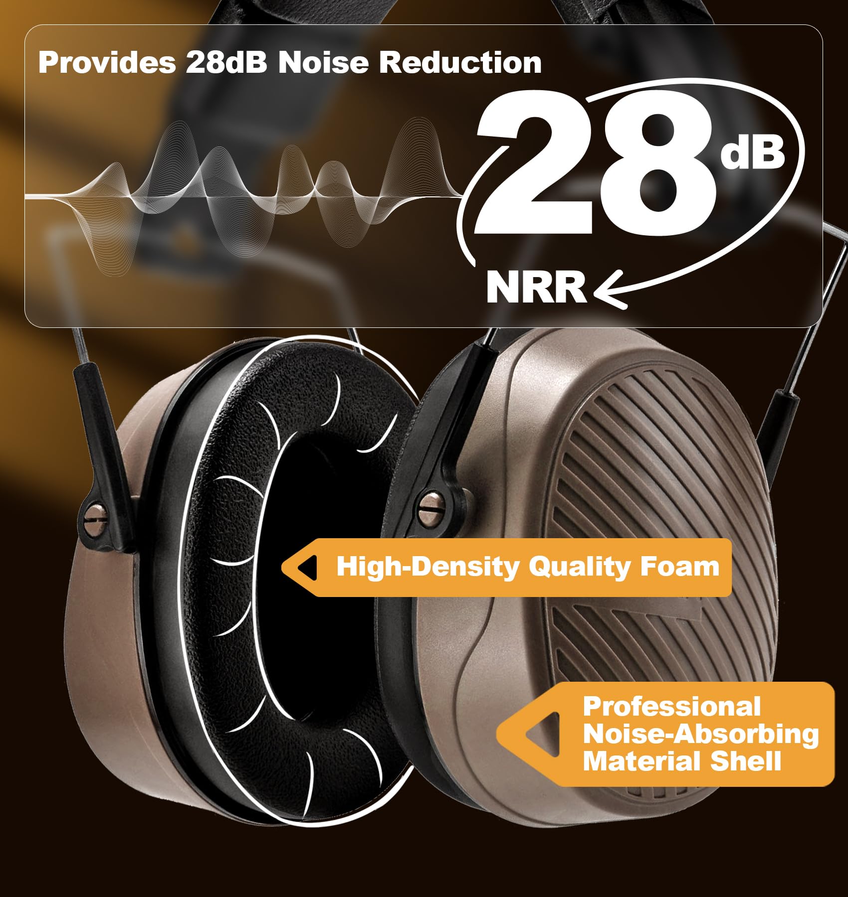 PROHEAR 038 Noise Cancelling Safety Earmuffs - 28dB Hearing Protection for Shooting, Construction & Power Tools - Compact Foldable Headphones for Mowing, Woodworking & DIY Projects - Comfortable Ear Defenders for Outdoor Work & Home Use