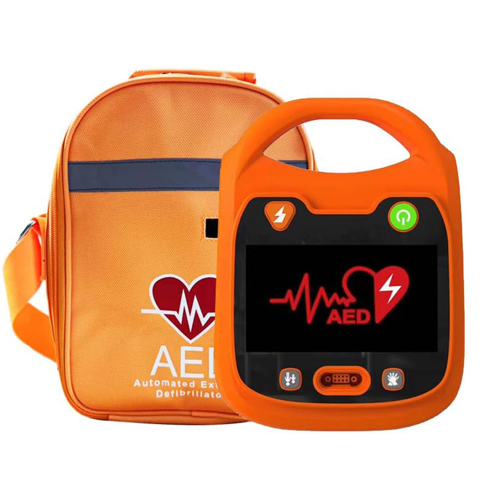 Portable AED Defibrillator Machine with Analyzer & Variable Load - Easy to Use for Home, Office, School & Gym - Includes Carrying Backpack - Emergency First Aid Kit for Cardiac Arrest & Heart Attack Situations