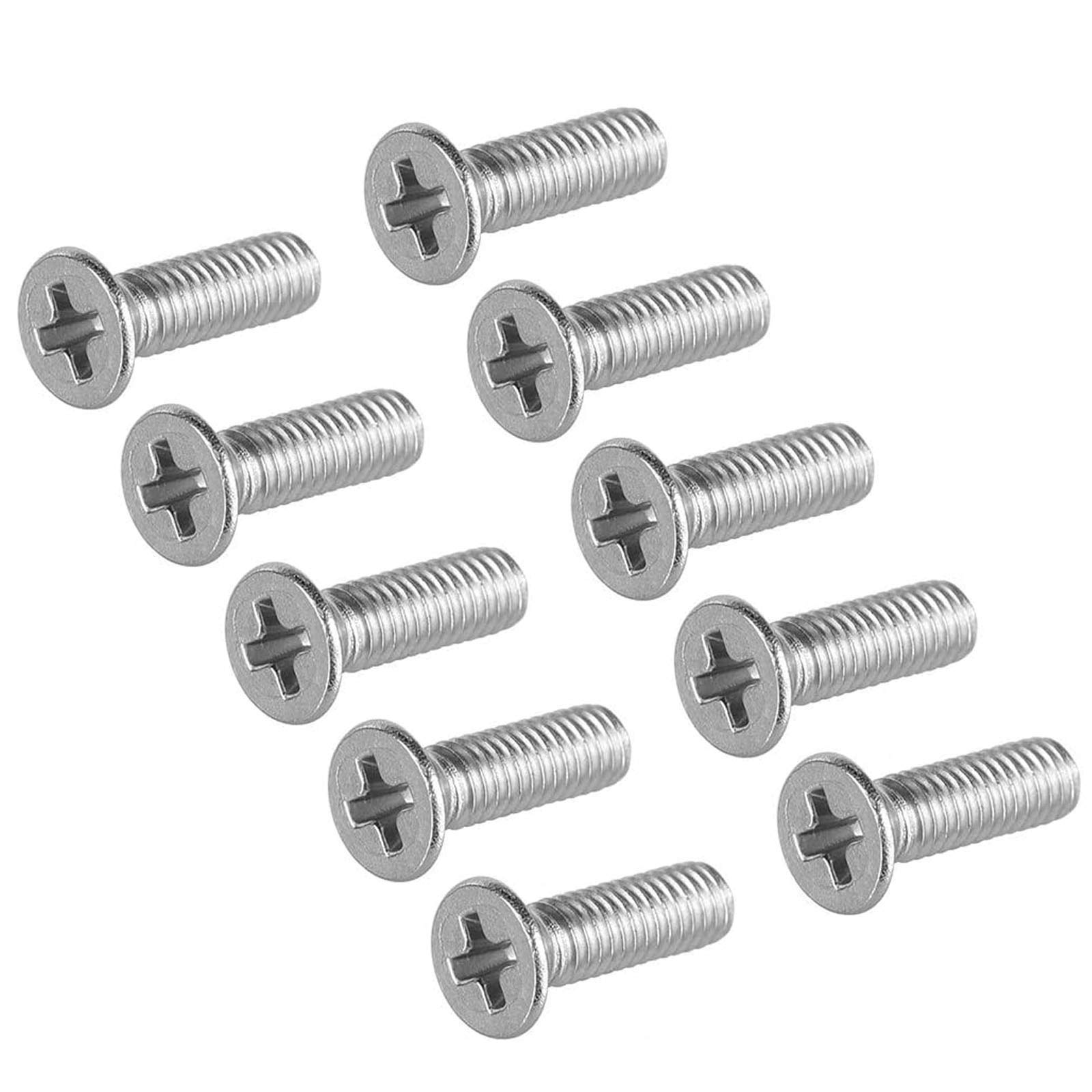 304 Stainless Steel M3-0.5x16mm Flat Head Machine Screws 50pcs - for DIY & Furniture Assembly