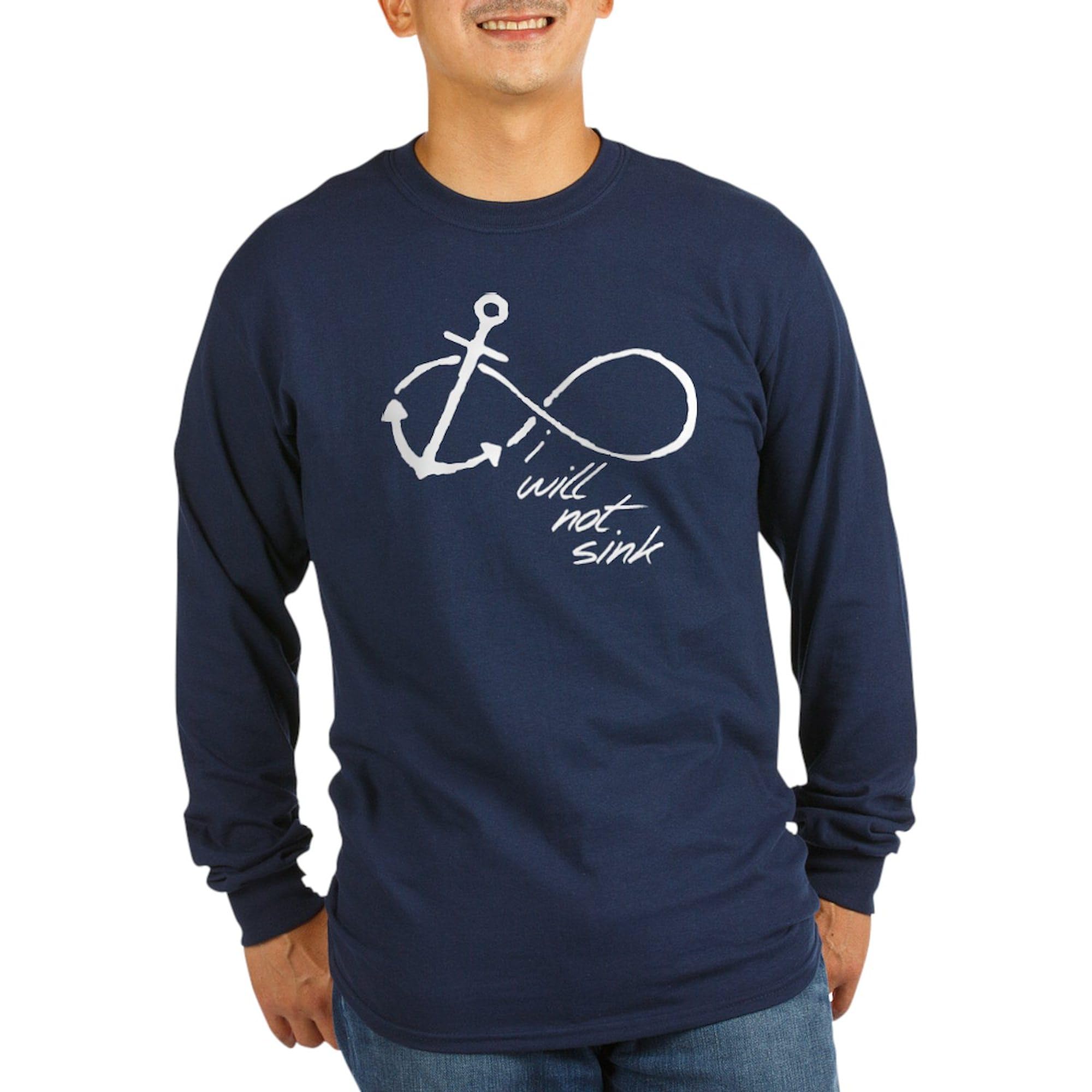 Infinity Anchor Refuse to Sink Men's Long Sleeve Dark Crewneck T-Shirt - Comfortable Casual Wear for Outdoor Activities & Daily Use