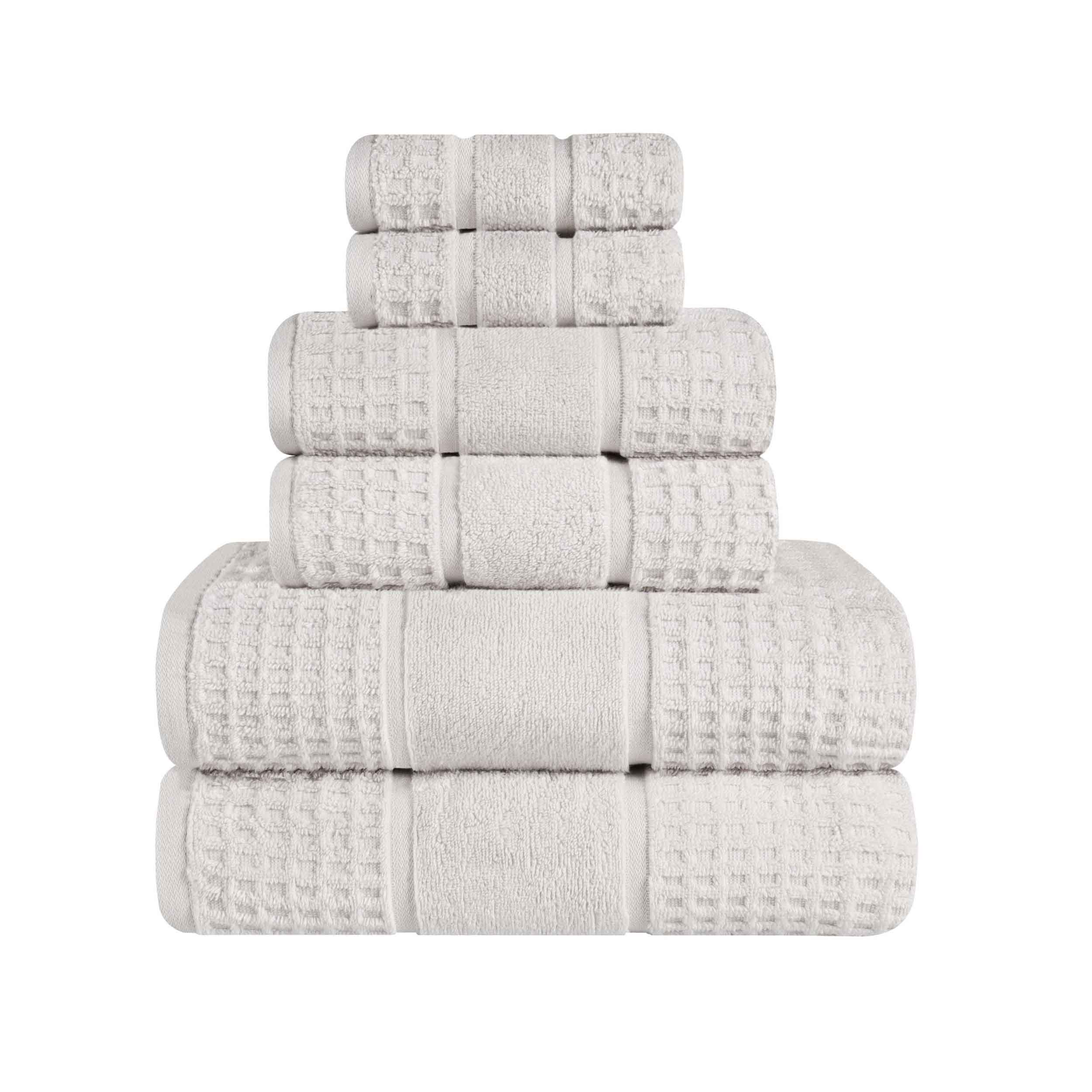 Premium 6-Piece Zero Twist Cotton Waffle Towel Set - Ultra Soft & Absorbent Honeycomb Weave Bath Towels for Spa, Gym & Luxury Home Use