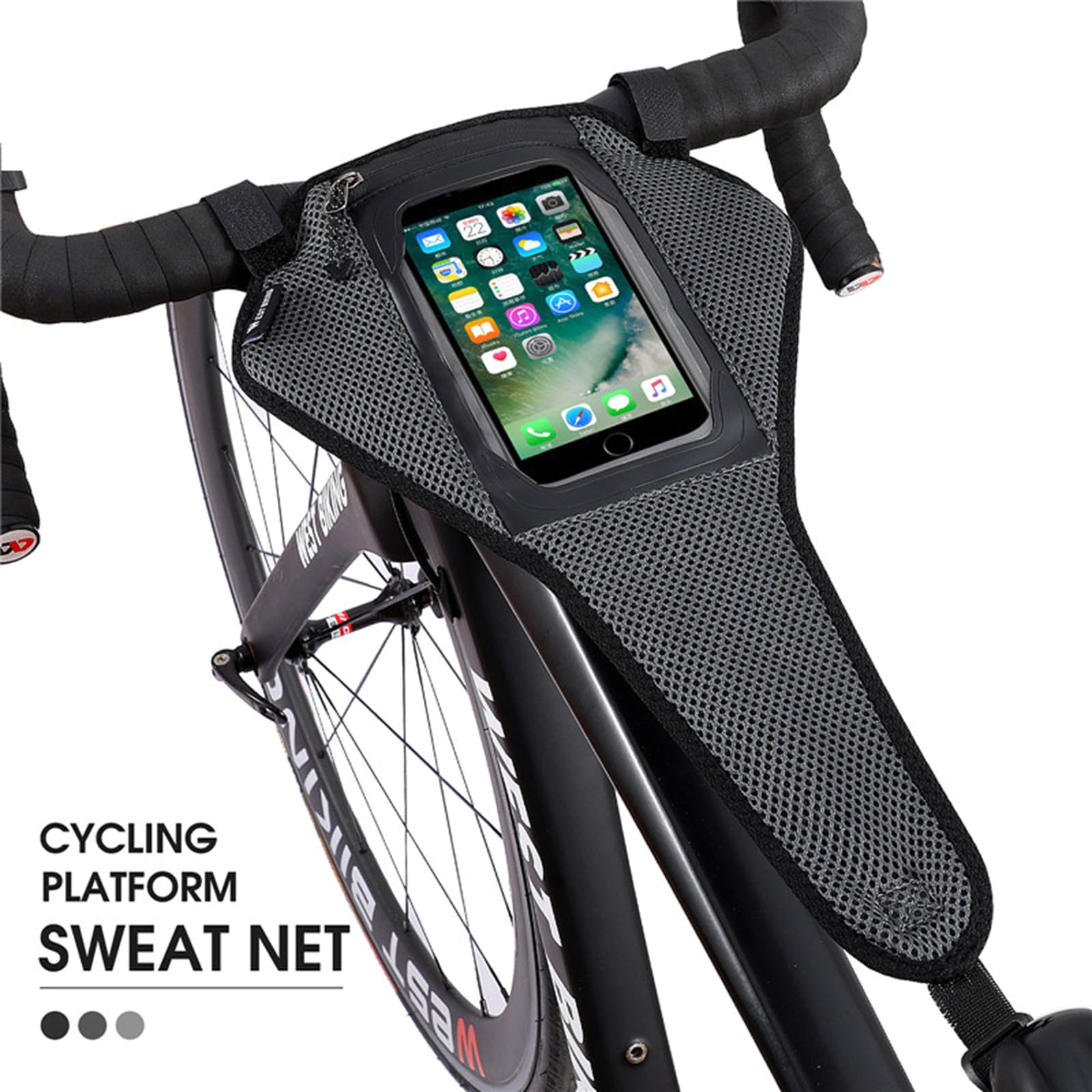NUEAYMS Bike Sweat Guard - Quick Drying Indoor Cycling Sweat Net for Road Bikes & Trainers - Frame Protector Cover & Towel - Perfect for Indoor Training, Spin Classes & Home Gym Workouts