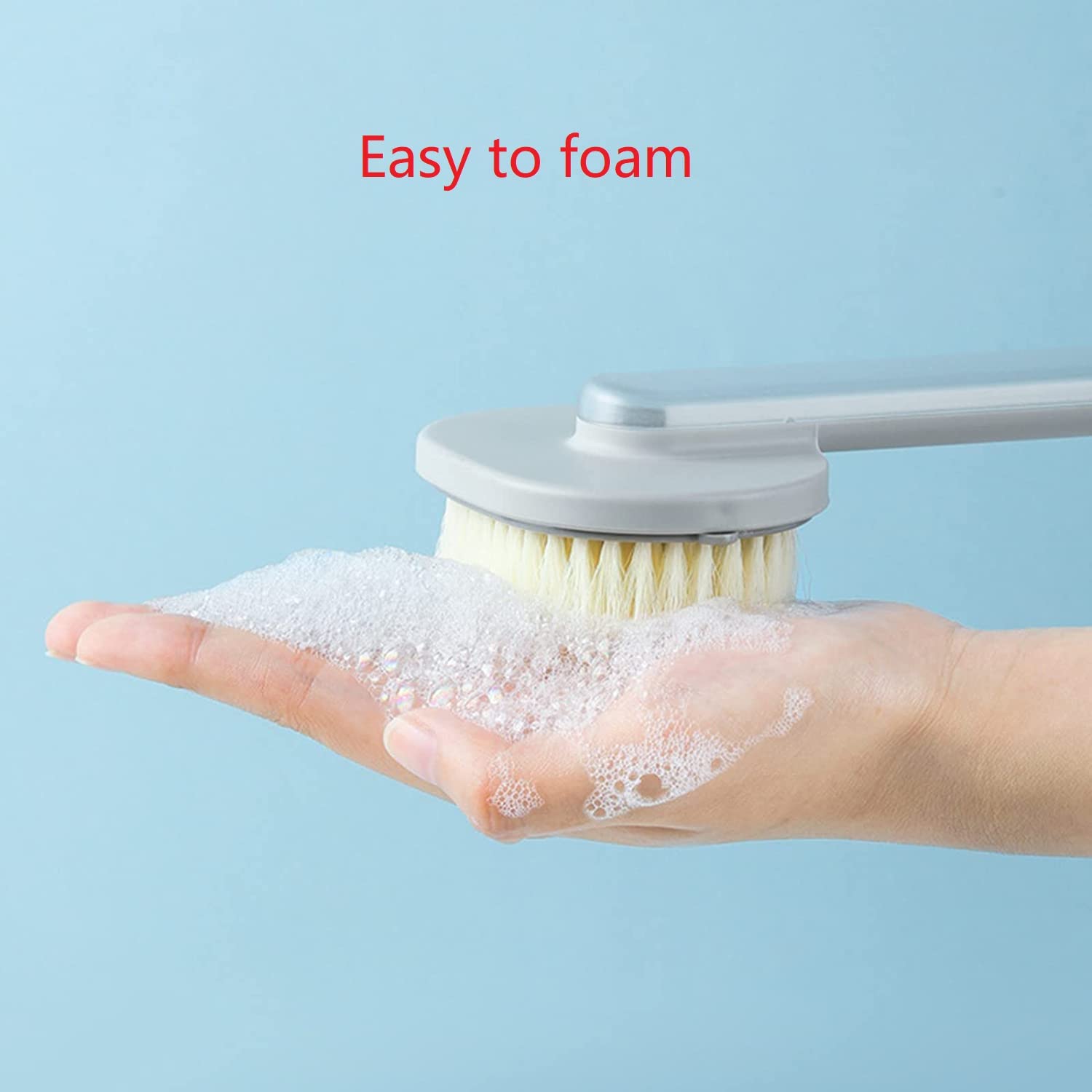 Long Handle Bath Brush with Detachable Back & Built-in Shower Gel Reservoir - Exfoliating Body Scrubber for Deep Cleaning - Perfect for Shower, Spa & Skin Care (Grey)