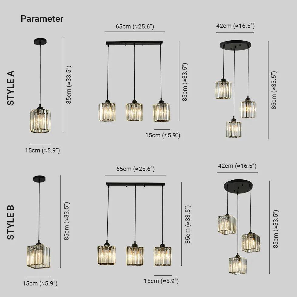 Clear Cylindrical Glass Pendant Light Fixture - Modern Hanging Lamp for Kitchen Island, Dining Room & Bedroom Lighting Decor