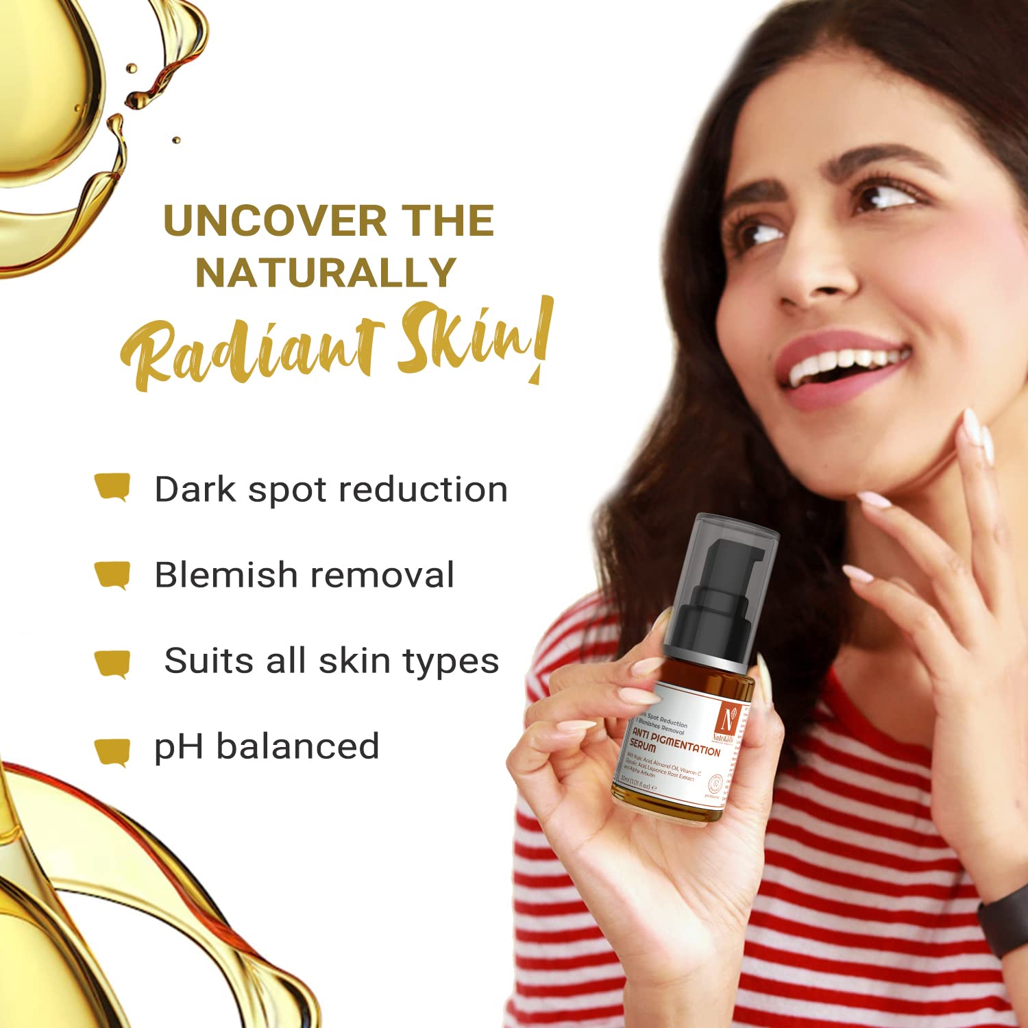 Nutriglow Advanced Organics Dark Spot Corrector Serum with Licorice Root & Vitamin C - Anti-Pigmentation Treatment for Face, Brightening & Blemish Removal - 30ml - Perfect for Nighttime Skincare Routine & Hyperpigmentation Care