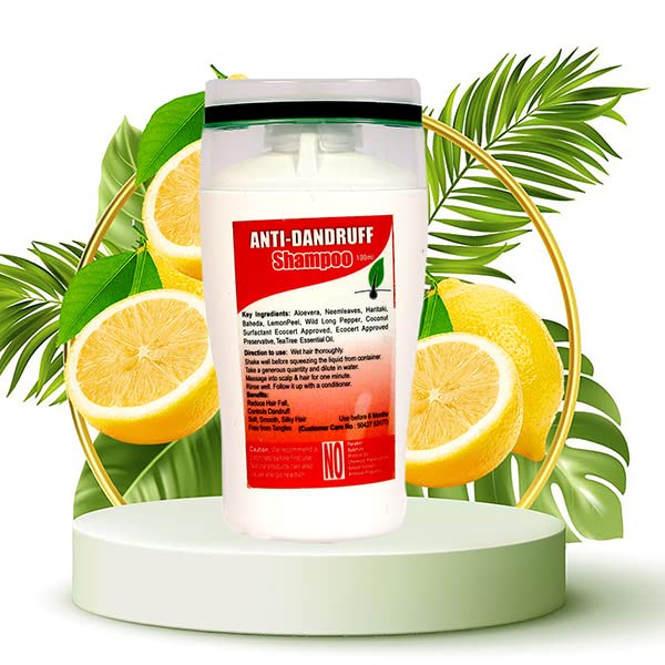 GREEN FISCHERS Herbal Anti Dandruff Shampoo with Aloe Vera, Neem & Tea Tree Oil - 100ml - Controls Dandruff, Relieves Dry Scalp, Itching & Flakes - For All Hair Types - Perfect for Daily Use & Sensitive Scalp Care
