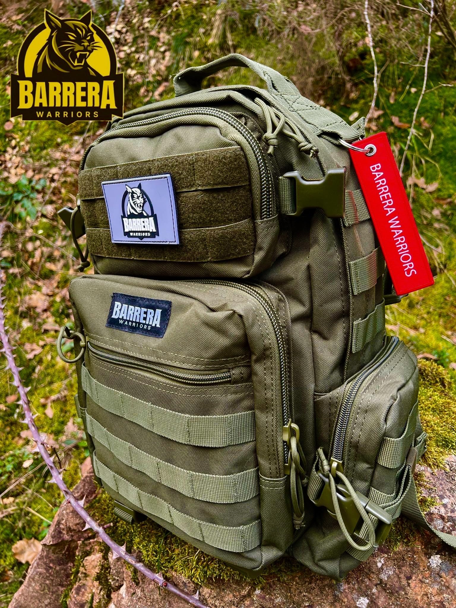 BARRERA Warriors 25L Tactical Backpack - Military Molle Rucksack for Men, Waterproof Laptop Daypack for Hiking, Camping & Travel - Army Green Assault Pack (Perfect for Outdoor Adventures, College & Daily Commute)