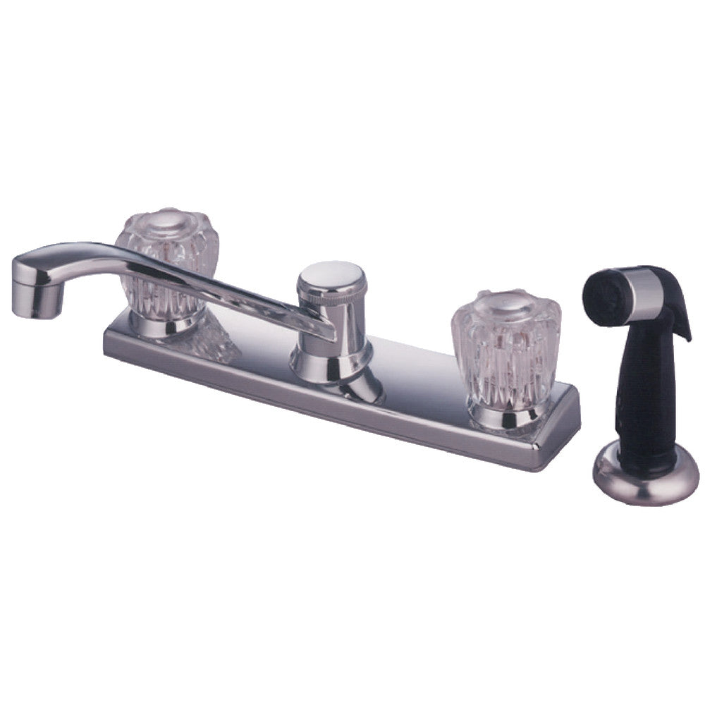 Kingston Brass KB122 Americana Centerset Kitchen Faucet - Single Handle Pull-Out Sprayer, Oil Rubbed Bronze Finish - Perfect for Farmhouse & Modern Kitchens