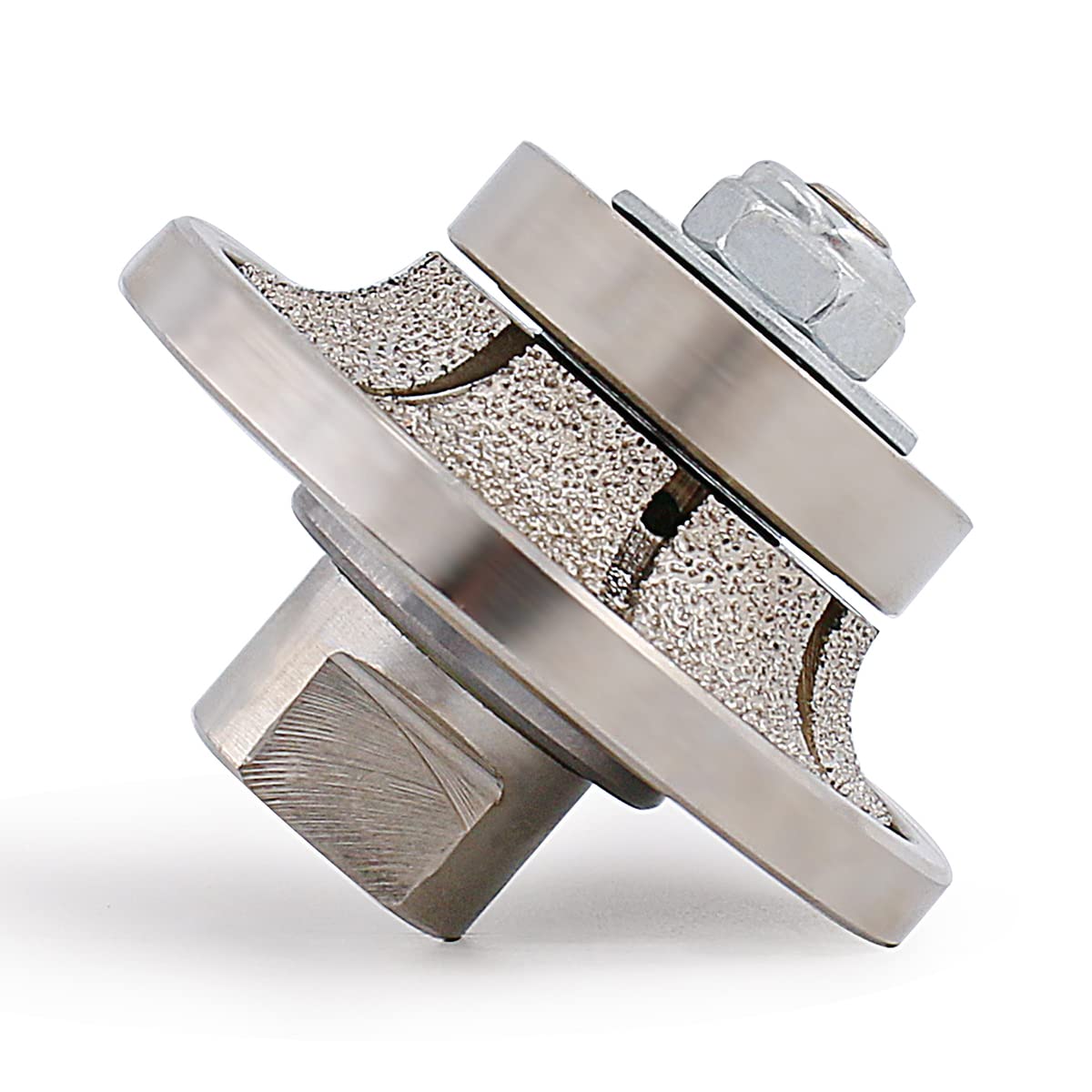 Premium Diamond Hand Profiler B10 - Half Bullnose Vacuum Brazed Profile Wheel with Metal Cover Router Bit for Marble & Granite (D65 5/8-11) - Perfect for Countertop Edging & Stone Fabrication