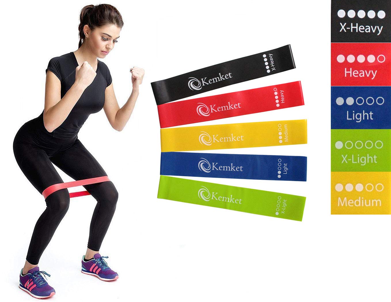 Premium 5-Piece Resistance Bands Set - Skin-Friendly Exercise Loop Bands with 5 Resistance Levels (10-50 lbs) - Includes Free Carrying Case - Perfect for Home Workouts, Gym Training, Yoga & Pilates - Great for Strength Building, Physical Therapy & Fitness Enthusiasts (Multicolor)