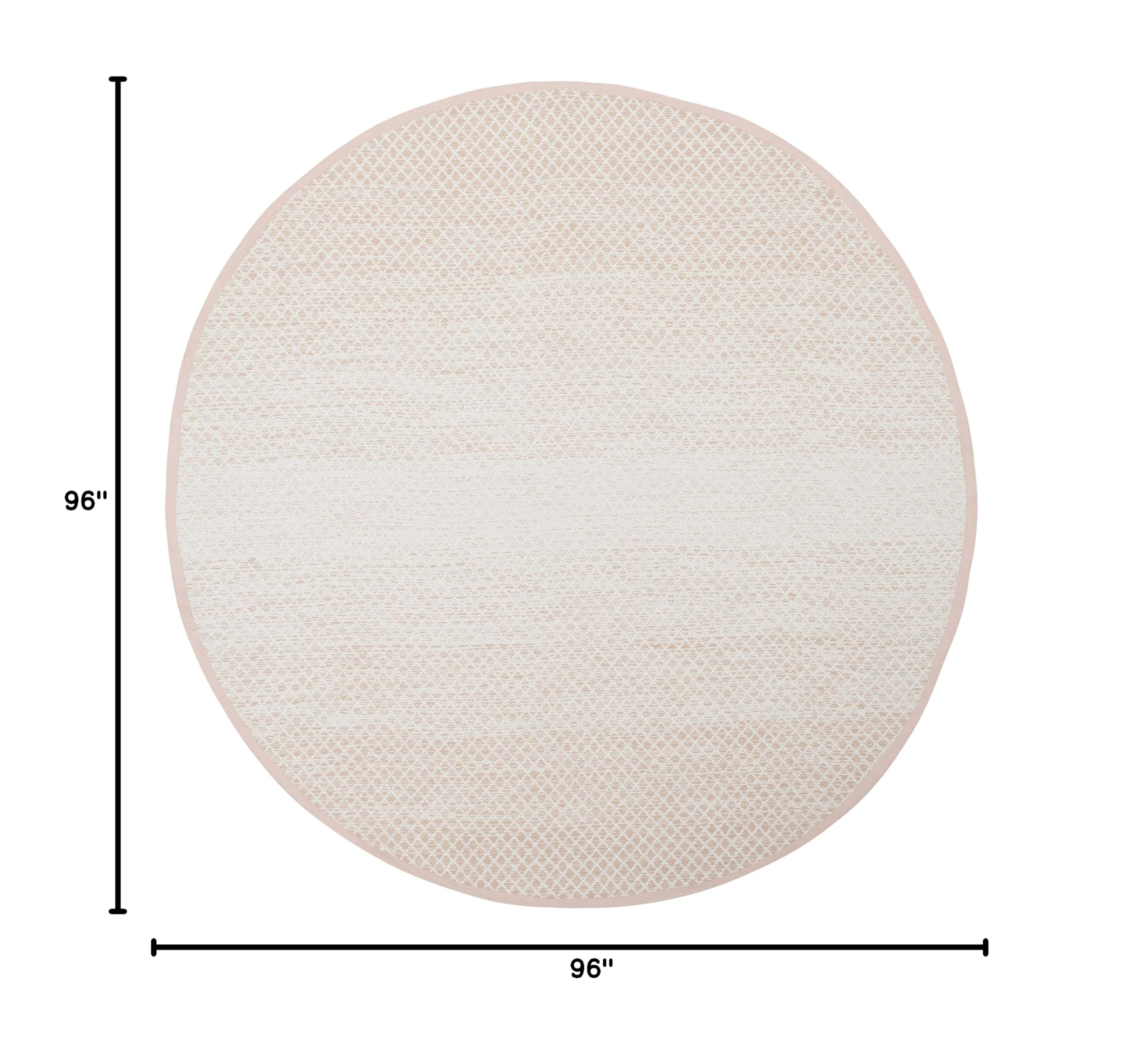 SAFAVIEH Montauk Collection 8' Round Beige/Ivory MTK601R Handmade Cotton Area Rug for Entryway, Foyer, Living Room, Bedroom & Kitchen - Soft & Durable Home Decor