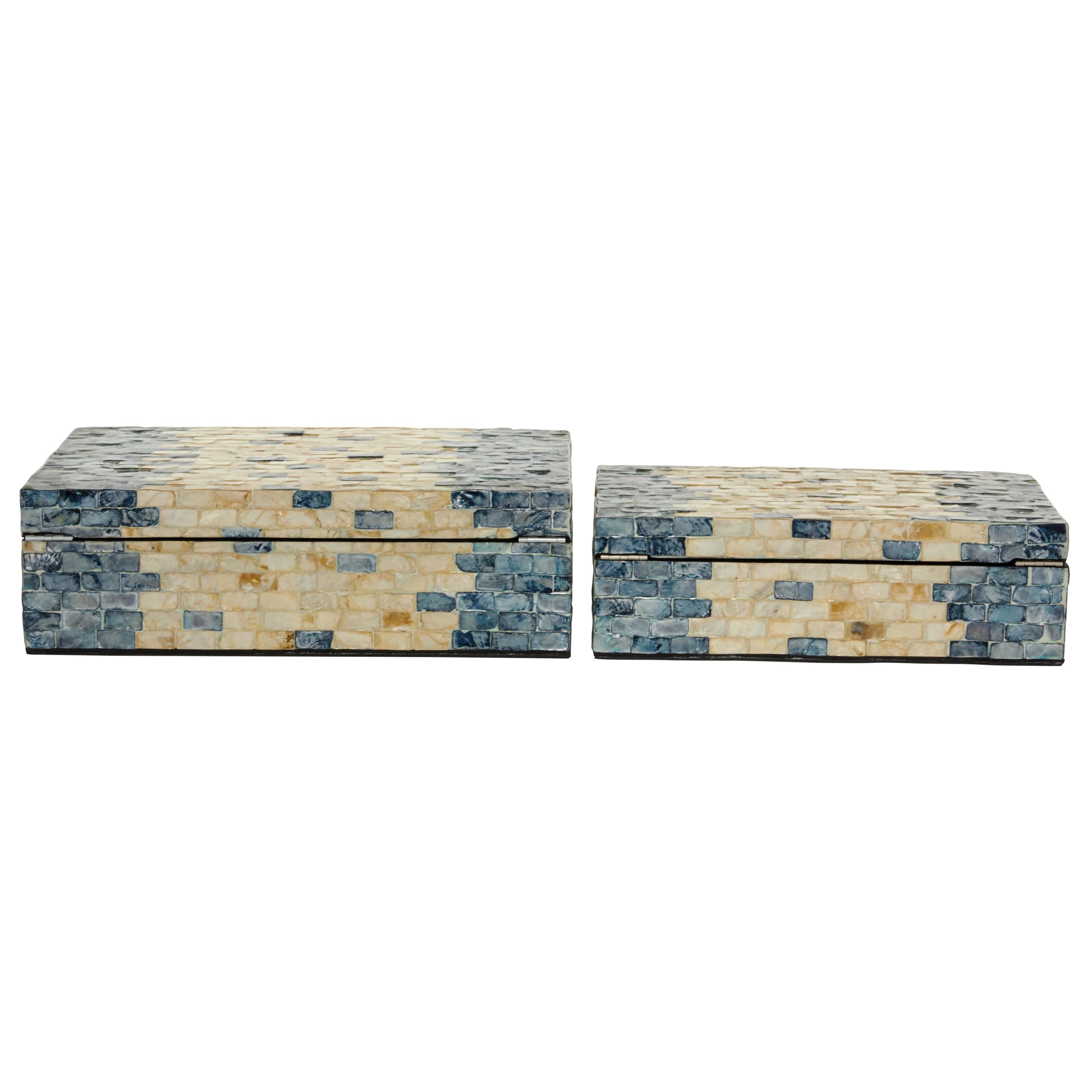 Deco 79 Mother of Pearl Shell Handmade Storage Box Set of 2 - Home Decor & Jewelry Organizer