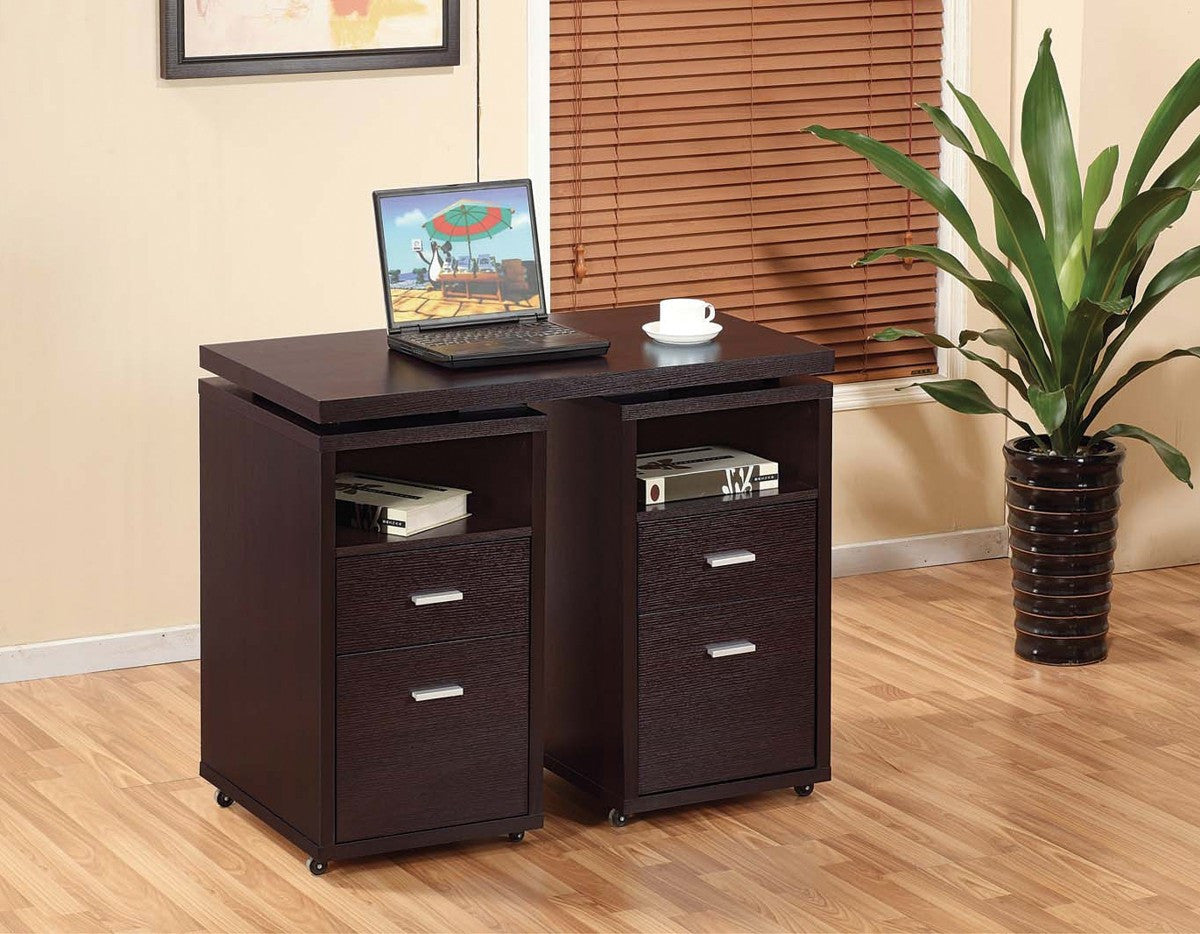 Kamala Expandable Office Desk - Dark Cherry Finish - Adjustable Workstation for Home & Office - Perfect for Small Spaces & Remote Work