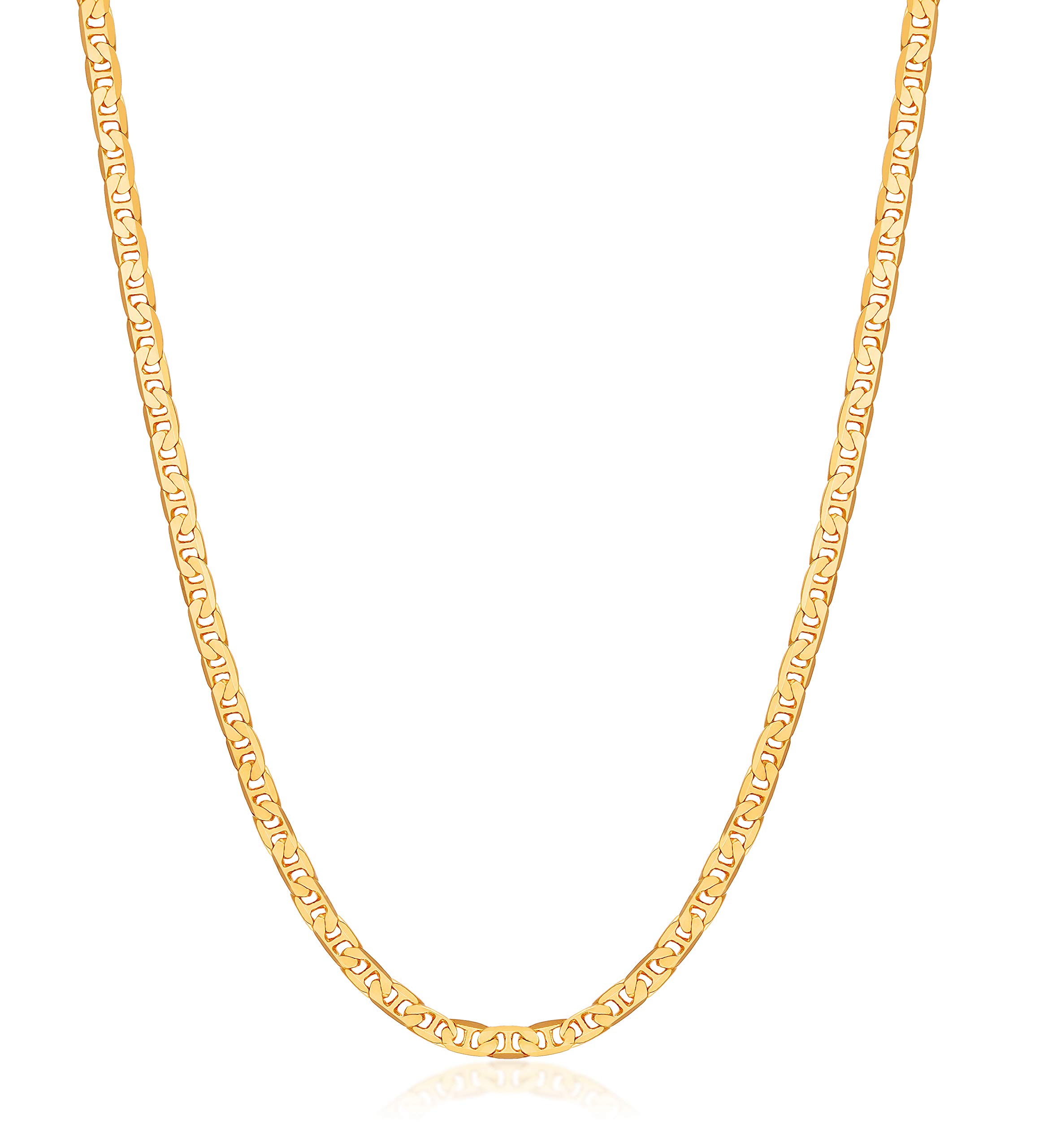 Barzel Women's & Men's 18K Gold Plated Chain Necklace - Flat Mariner/Marina Style in 3MM, 3.5MM, 4.5MM, 5MM, 6MM, 8MM Widths - Perfect for Everyday Wear, Gifts & Special Occasions