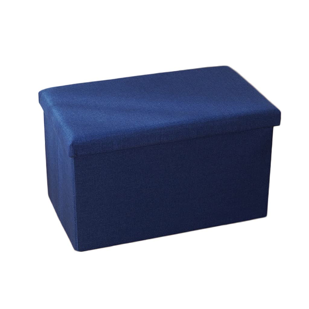 Foldable Storage Ottoman Cube with Linen Cover - Multi-Purpose Foot Rest, Seat, and Toy Storage Bench for Living Room, Bedroom, or Nursery | Collapsible Design for Space Saving