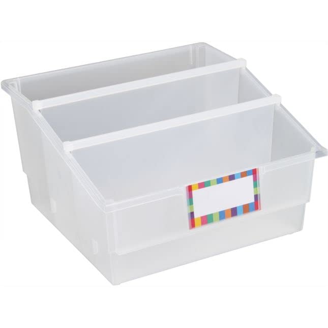 Really Good Stuff Big Book and Folder Labeled Organizing Bin - 12-Pack Single Colors (Clear) | Classroom Organization, Teacher Supplies, School Storage Solutions