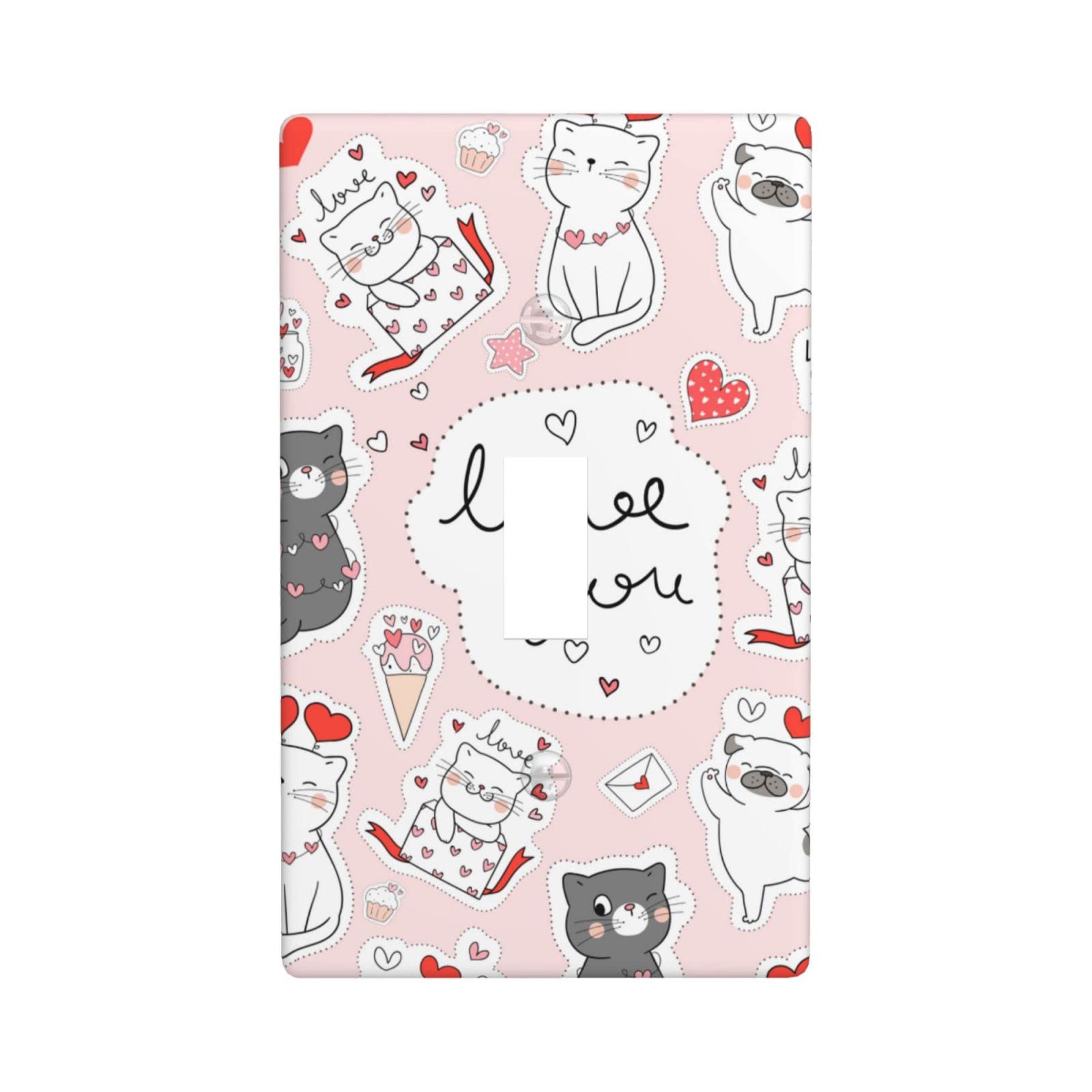 Cat Lover Cake Design Single Gang Toggle Light Switch Wall Plate Cover - Decorative Kitchen Wall Plates for Home Decor | Perfect for Kitchens, Bedrooms & Cat-Themed Rooms