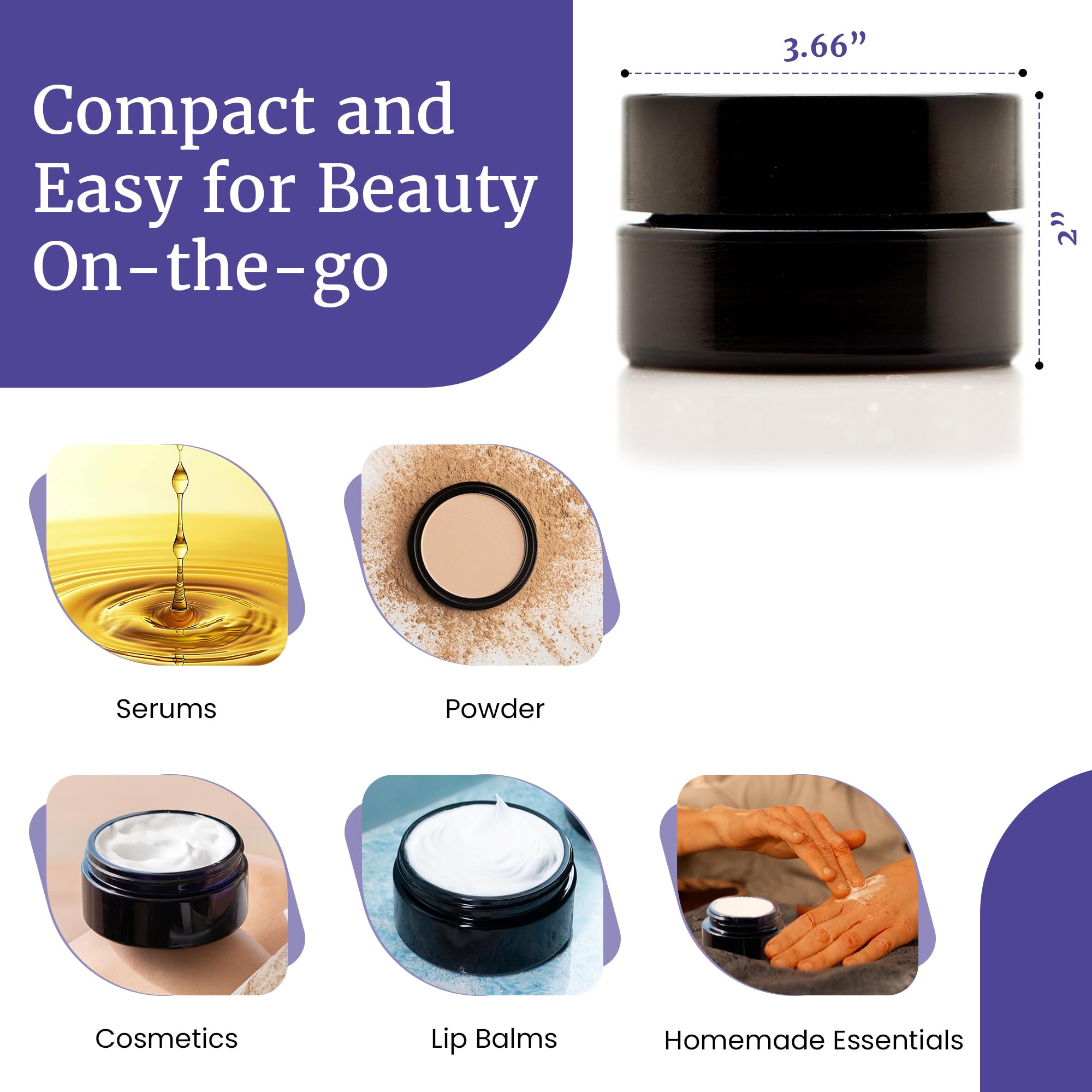 Infinity Jars 200ml (6.76 fl oz) Black UV-Protective Glass Cosmetic Jars with Screw Top Lids - Refillable Travel Containers for DIY Beauty Products, Creams, Ointments & Samples (Pack of 10) | Perfect for Skincare, Essential Oils & Homemade Cosmetics