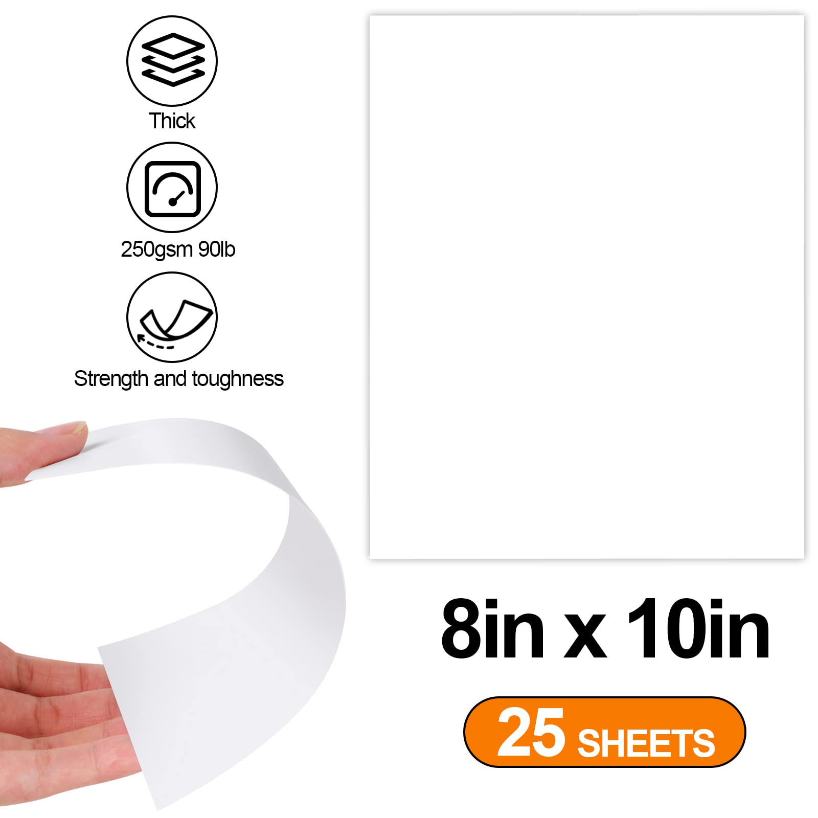 Premium White Cardstock Paper 8x10 Inches - 250gsm Thick & Smooth Cardstock (90 lb) - 25 Sheets for Invitations, Greeting Cards, Wedding Stationery, Business Cards, Menus & Photo Printing - Heavy Duty Printer Paper for Crafting & Professional Use