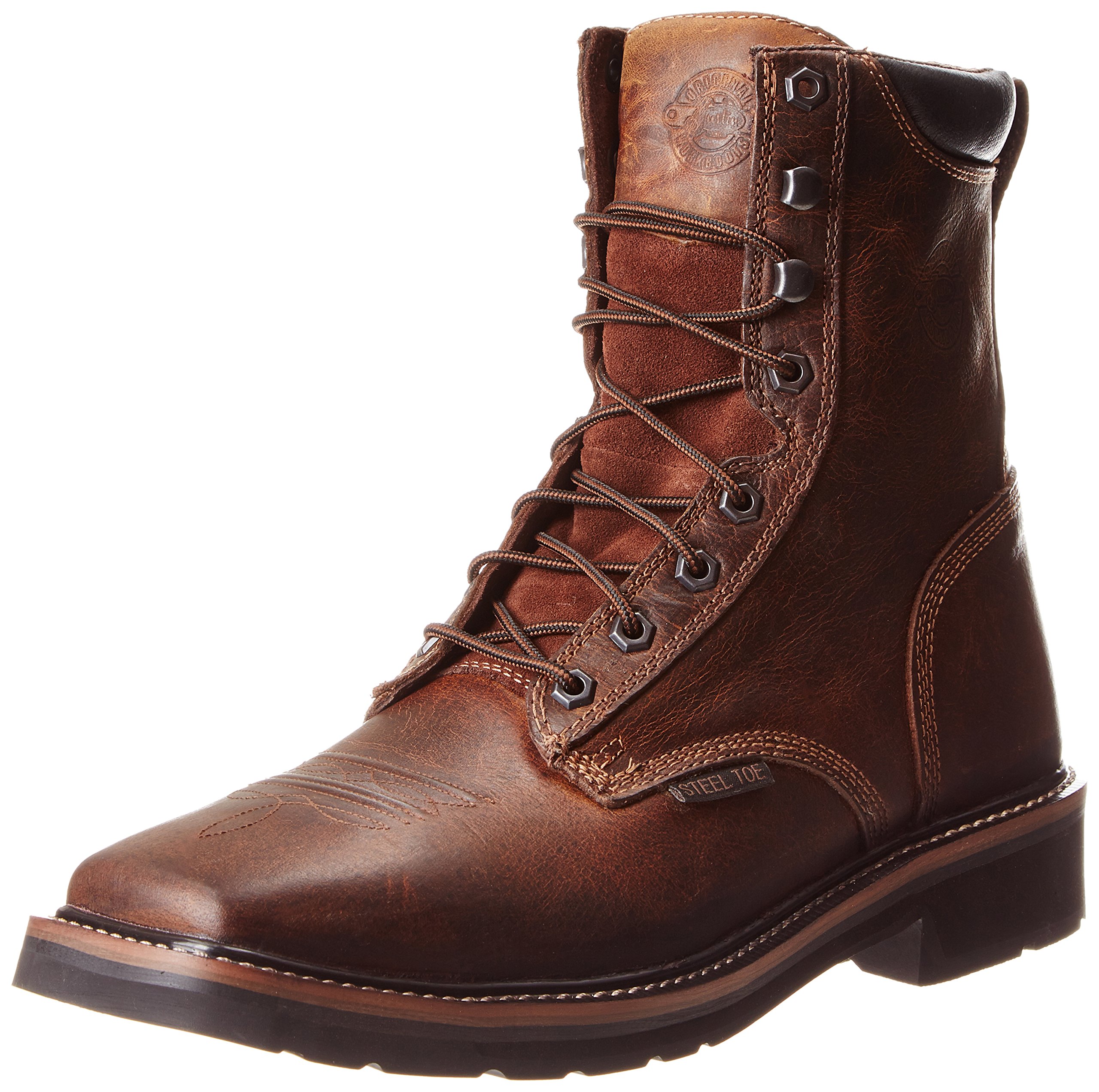 Justin Original Work Men's Rugged Tan Cowhide Steel Toe Work Boots - Durable Safety Shoes for Construction, Warehouse & Outdoor Work - Comfortable & Protective Work Footwear for Heavy Duty Jobs