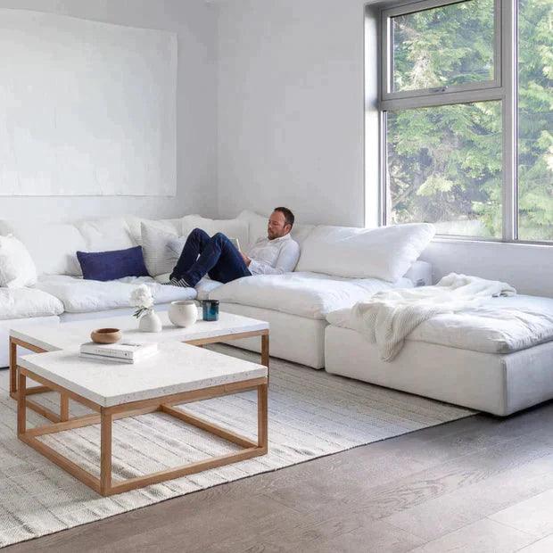 4-Piece Stain-Resistant Terra White Modular Lounge Set - Modern & Durable Sectional Sofa for Living Room, Family Room, or Office