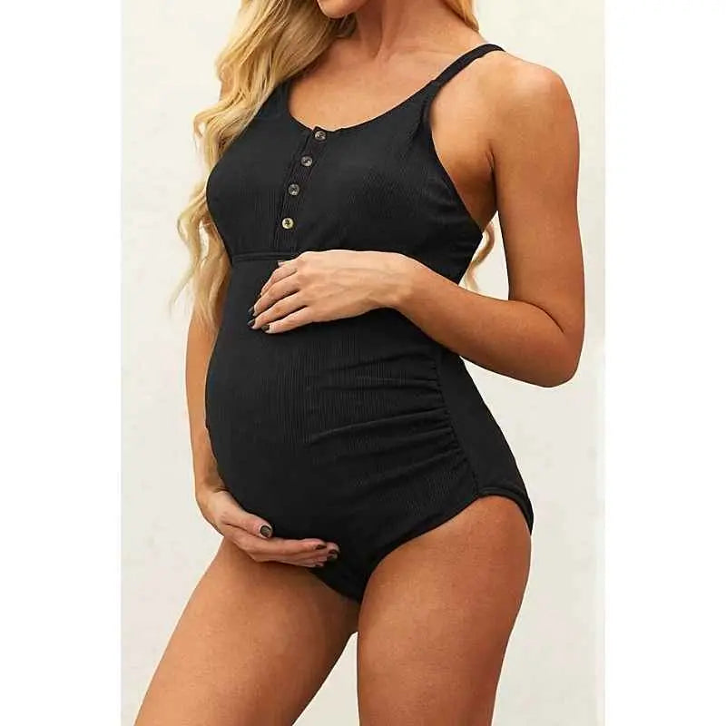 One Piece Maternity Swimsuit for Women - Striped Pregnancy Swimwear with Support | Perfect for Beach, Pool & Maternity Photoshoots