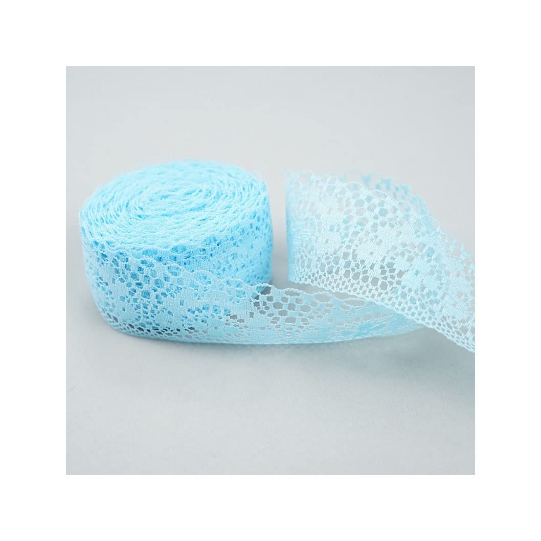 PSYP 10Meters/Roll Sky Blue Cotton Lace Ribbon - 45mm Wide DIY Sewing Fabric Trimming, Gift Wrapping, Craft Decoration for Apparel, Crochet & Home Decor Projects