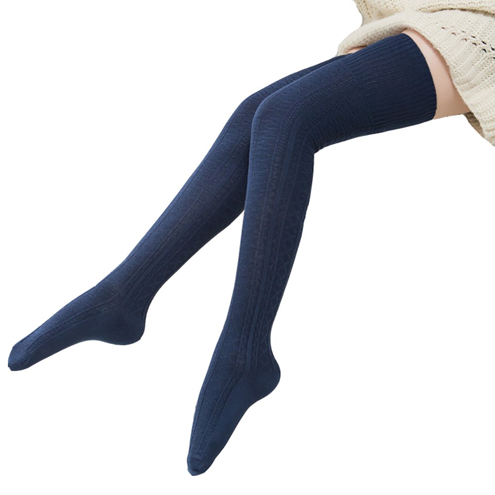 LSHARON Women's Over the Knee Thigh High Stockings - Soft Knit Crochet Socks Leg Warmers for Winter, Fashionable Boot Toppers & Casual Outfits