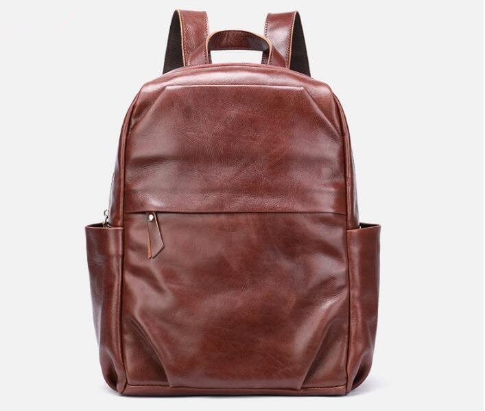 Premium Black Leather Backpack for Men & Women - Stylish Durable Laptop Bag for Work, Travel & College - Water-Resistant Business Backpack with USB Charging Port