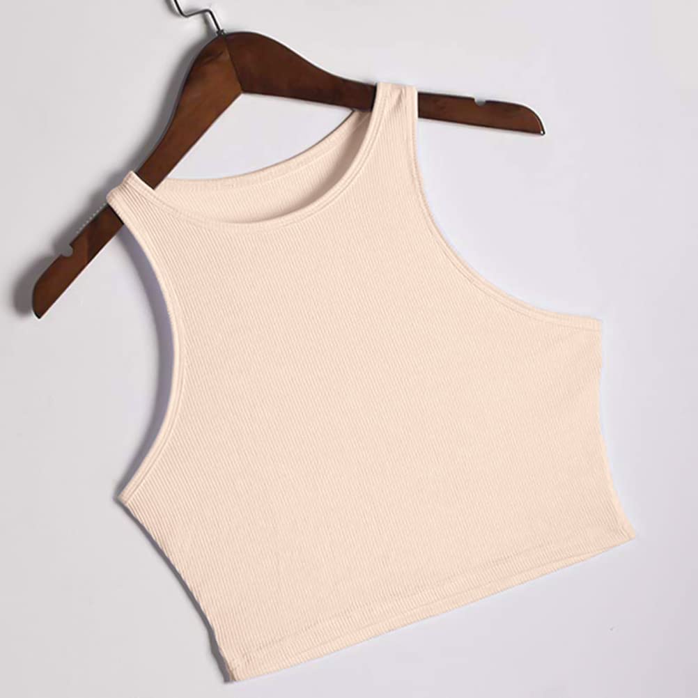 Women's Workout Crop Tank Tops - White Basic Cutoff Athletic Shirts for Gym, Yoga & Running | Breathable Summer Fitness Tops